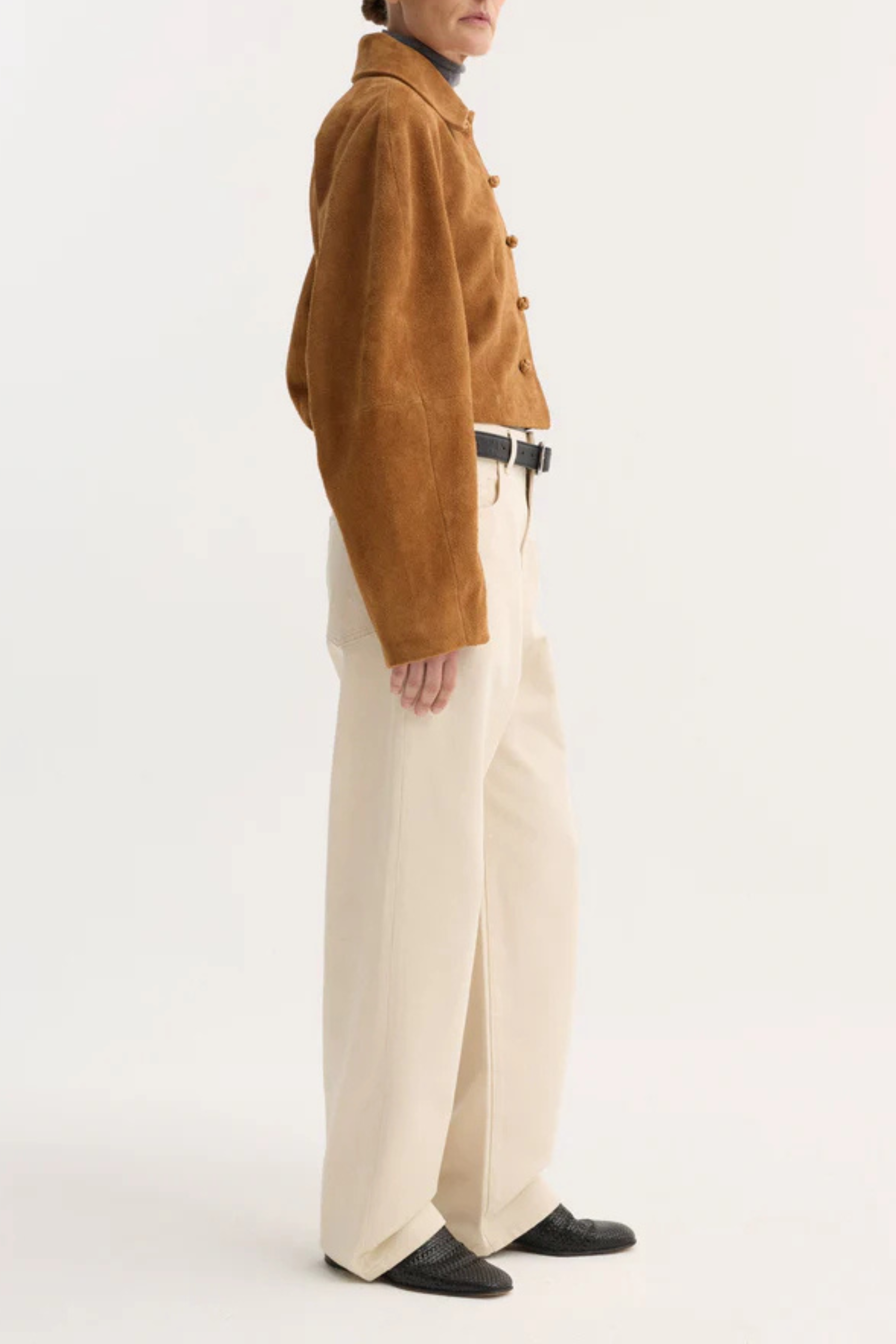 Rounded Textured Suede Jacket