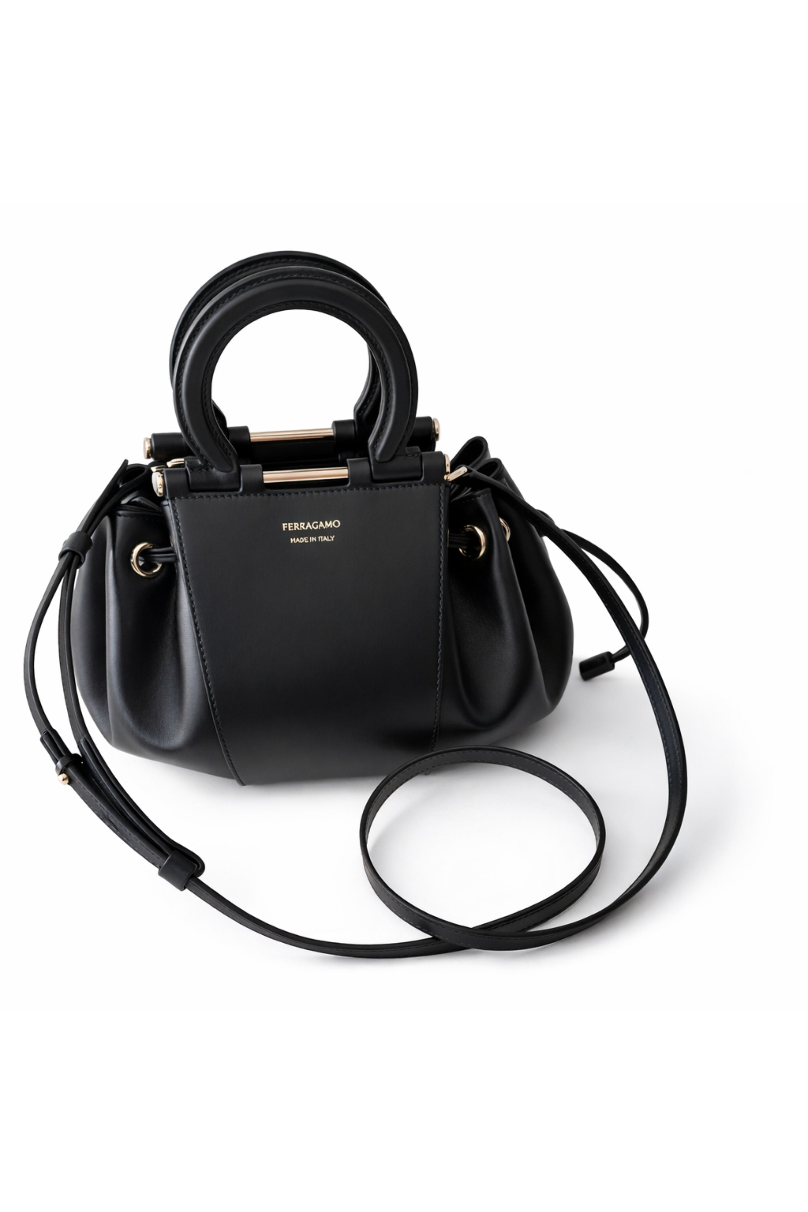 Gancio Handle Drawstring Bag