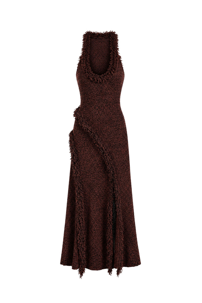 Nilo Dress in Textured Jacquard in Black/Copper