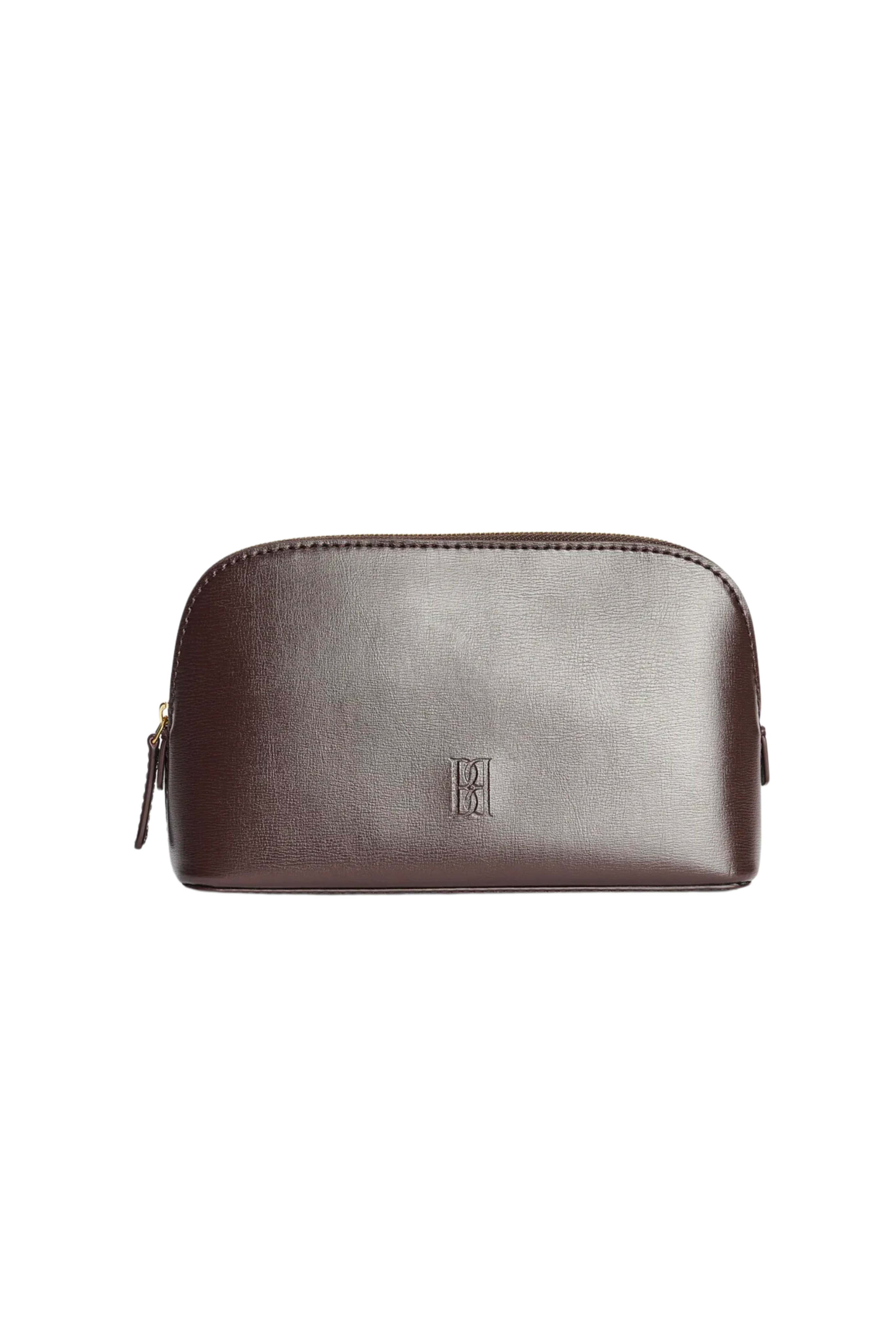Small Brown Leather Travel Makeup Pouch