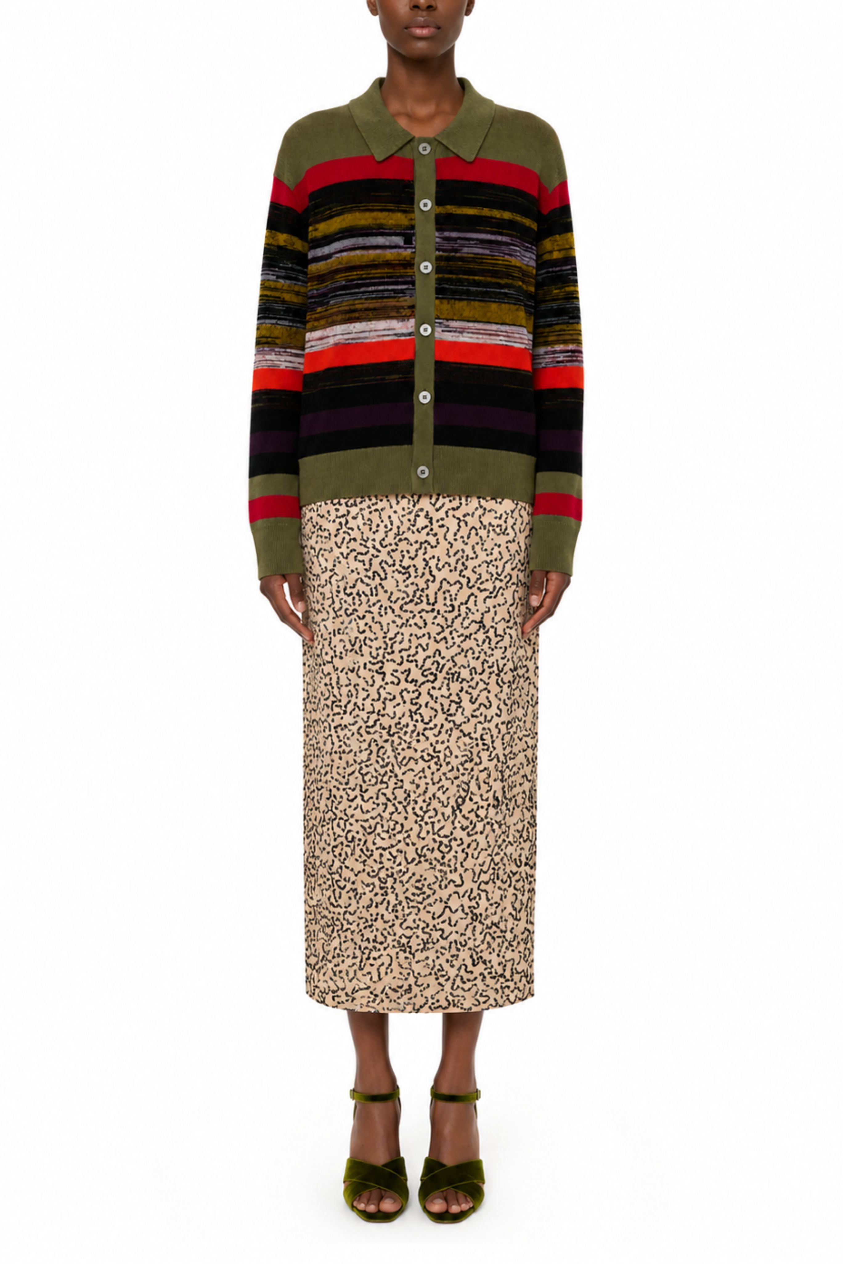 Andrew Stripe Olive Cardigan