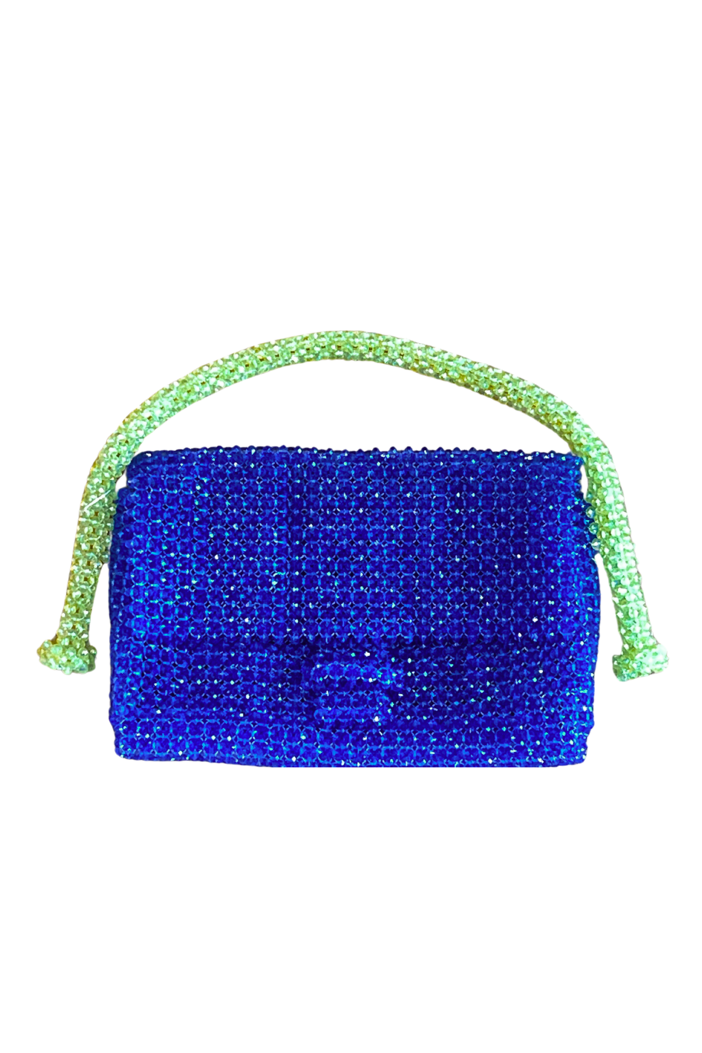 LISA FOLAWIYO Beaded Classic Handbag in Blue