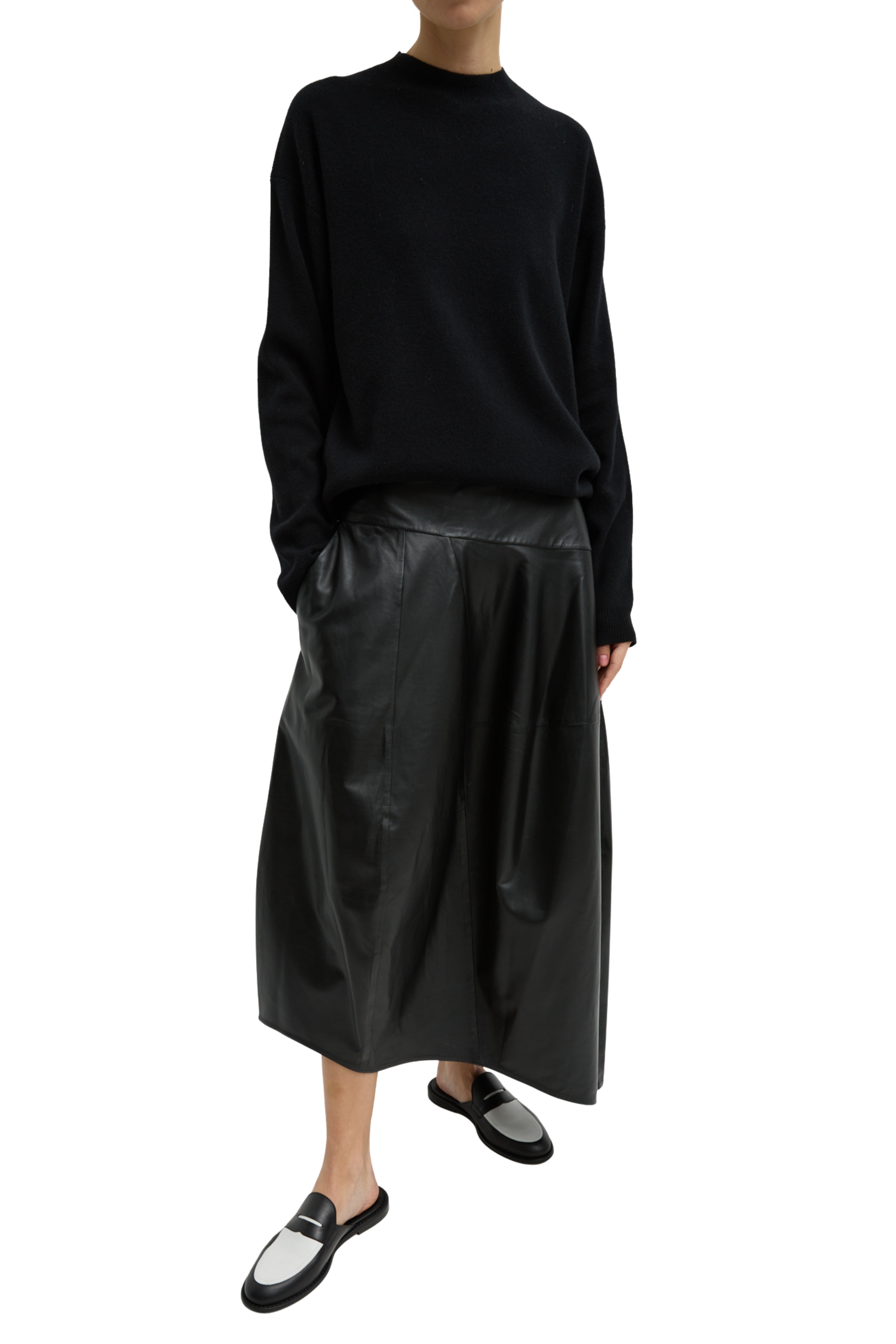 Leather Asymmetrical Balloon Skirt