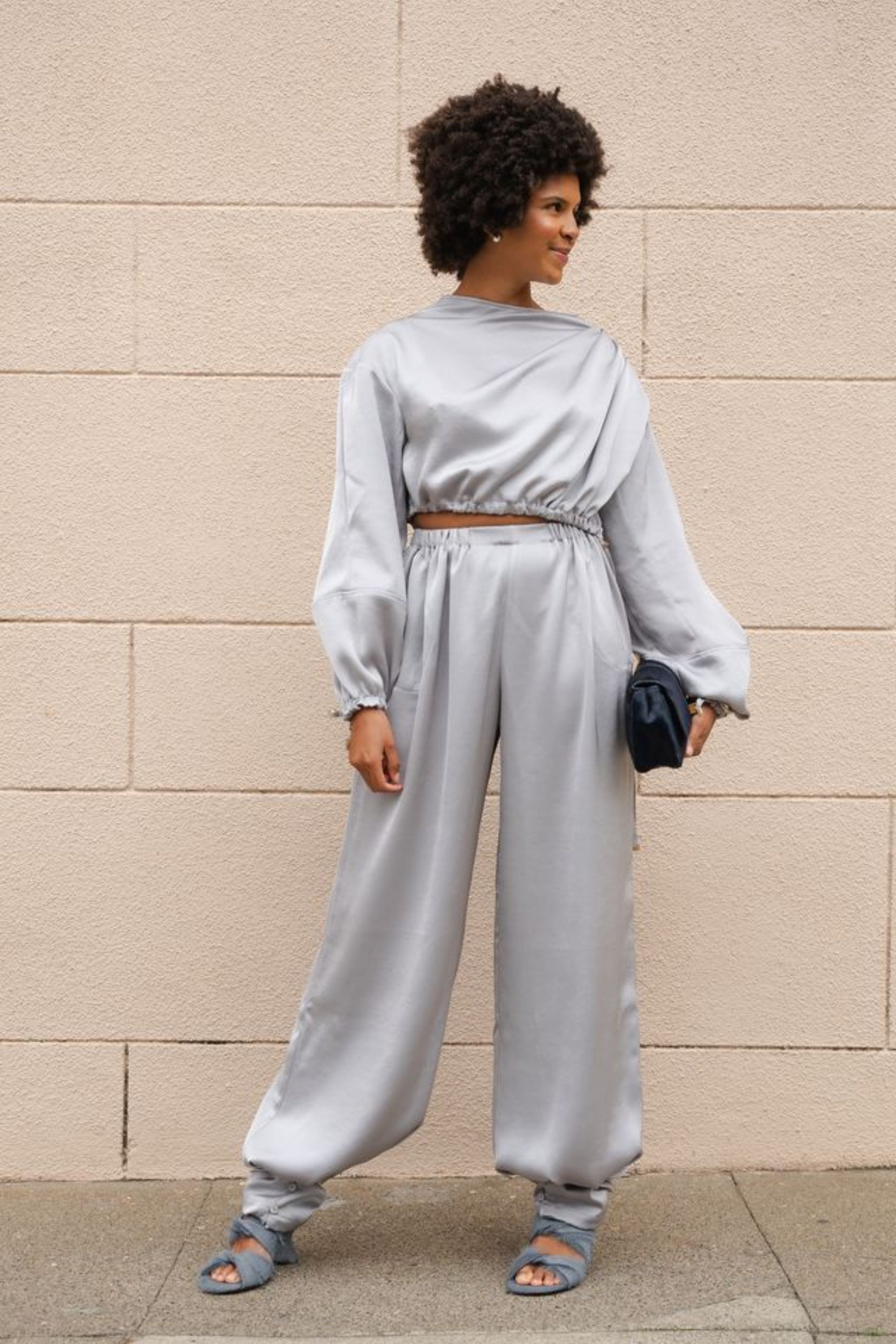 Wide Leg Trousers Pants in Grey