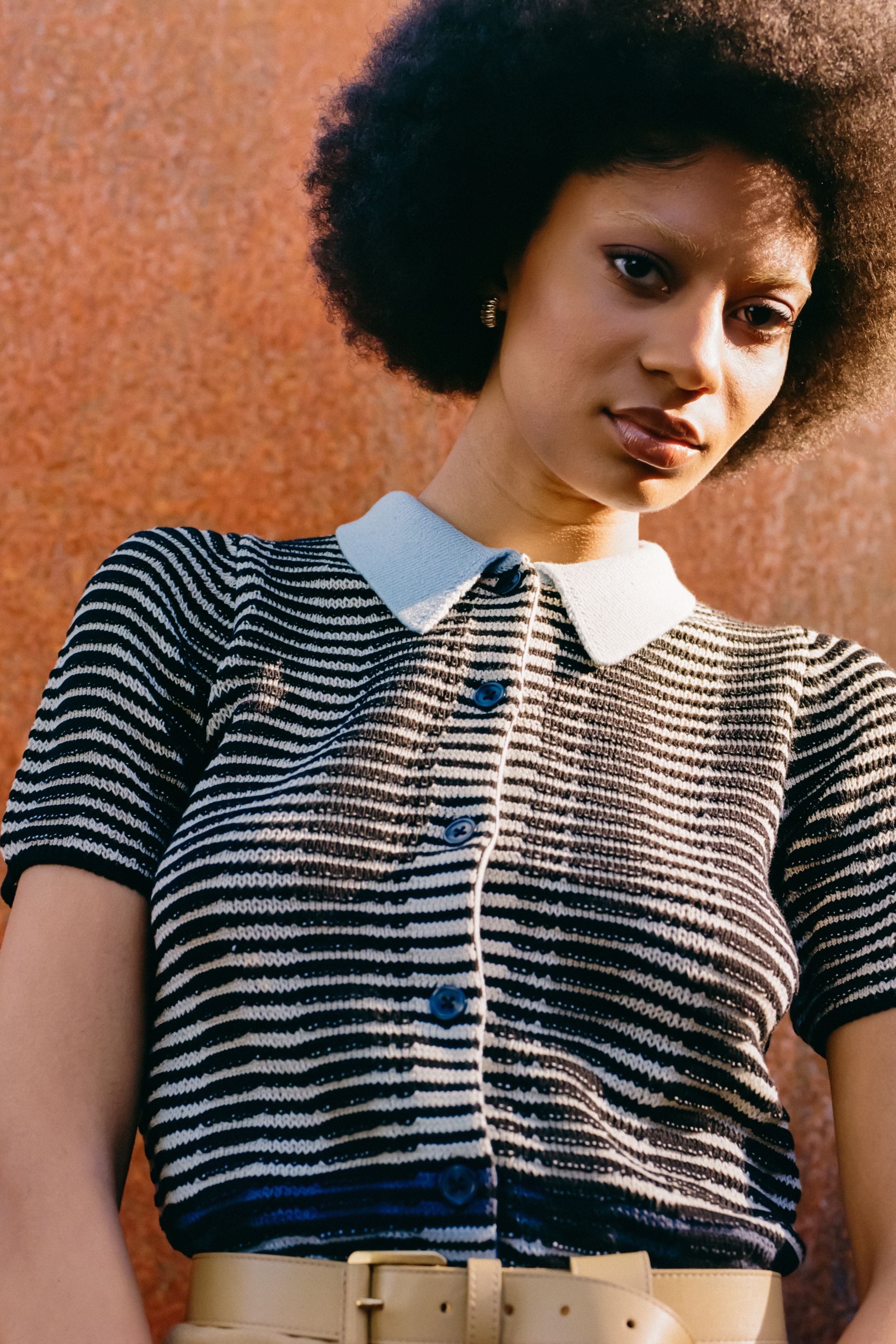 Wave Knit Short Sleeve Polo Shirt