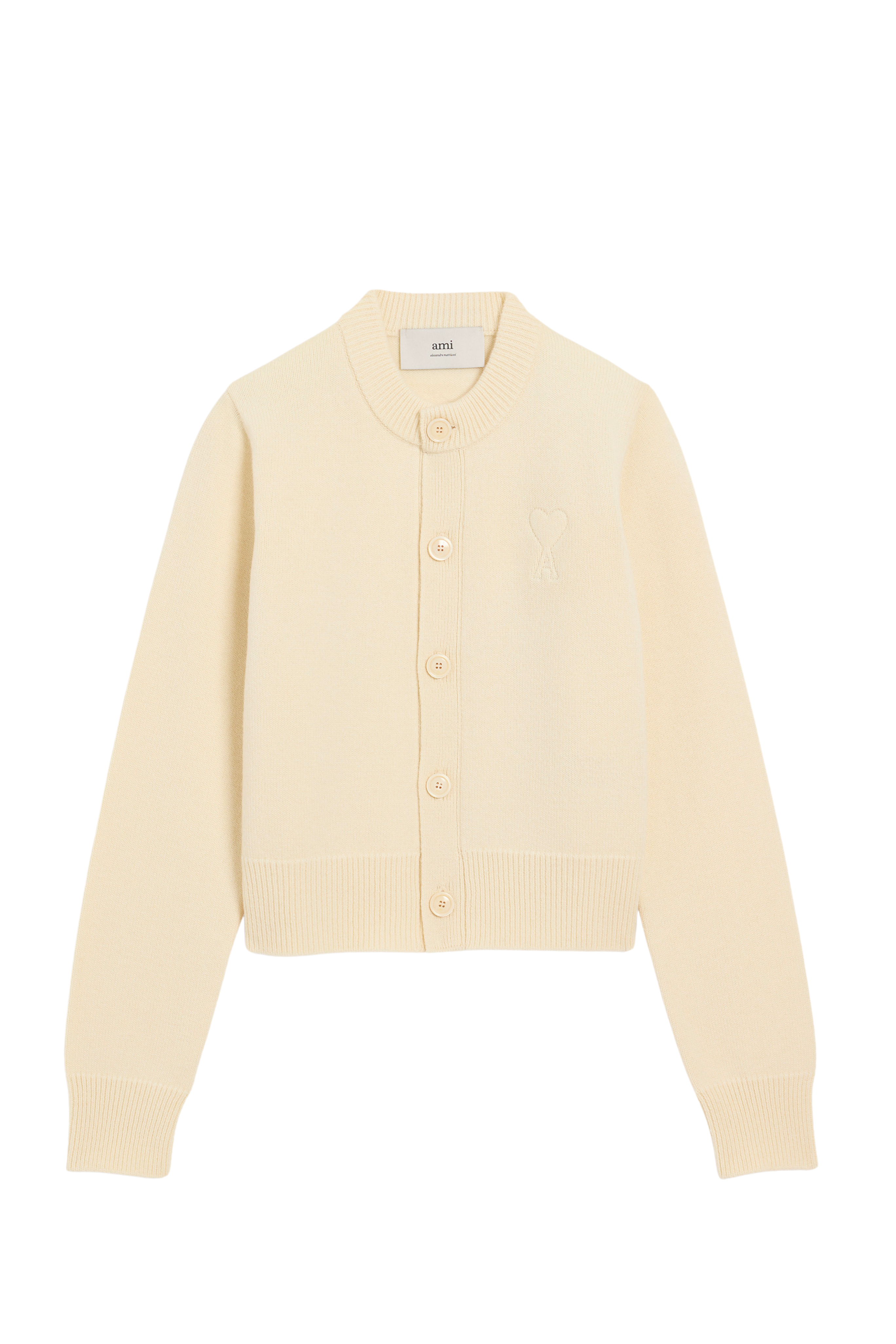 Embossed Ami De Coeur Crewneck Cardigan