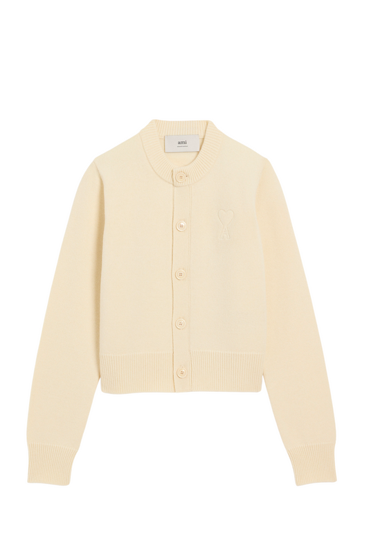 Embossed Ami De Coeur Crewneck Cardigan