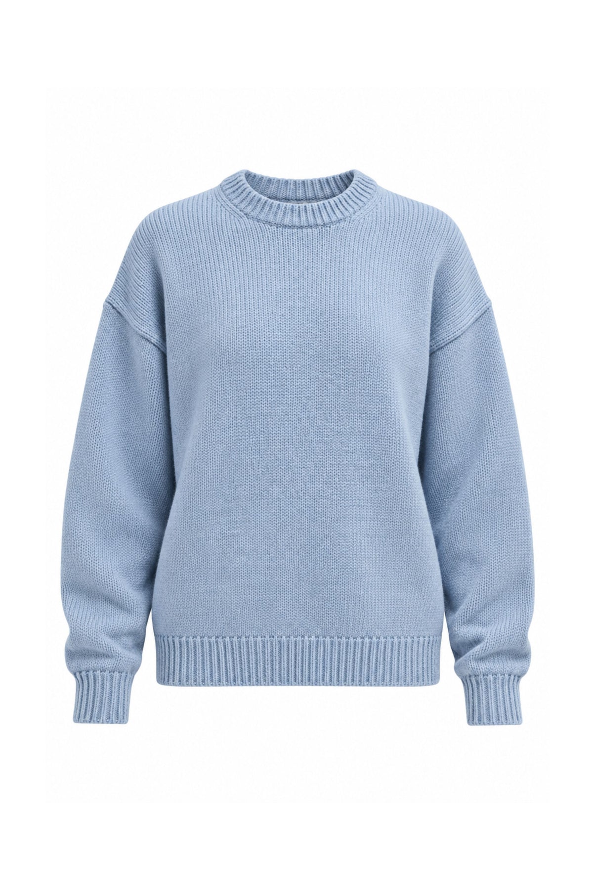 Cotton Wool Crewneck Easy Pullover - Baby Blue