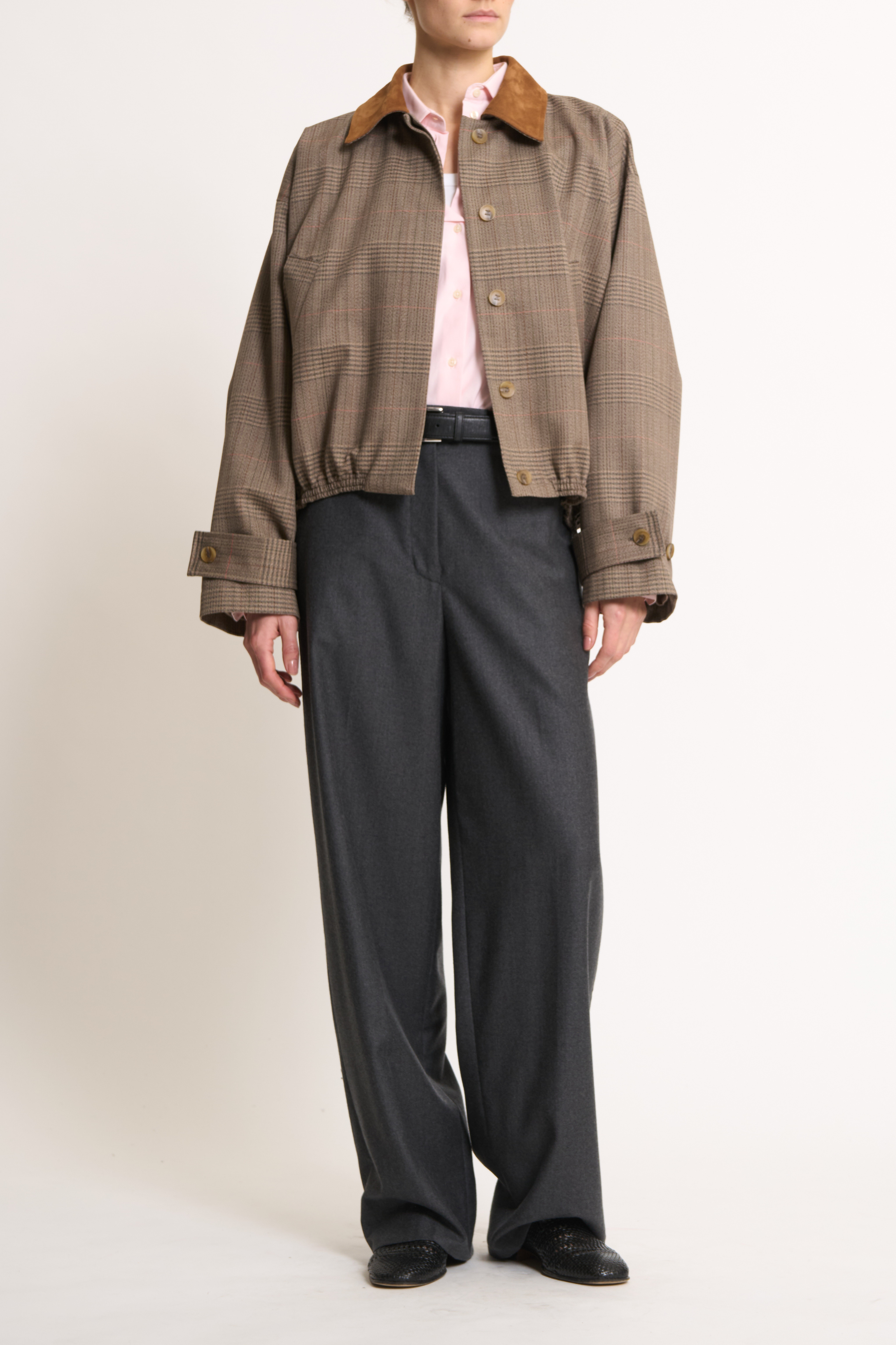 Suede collar blouson jacket