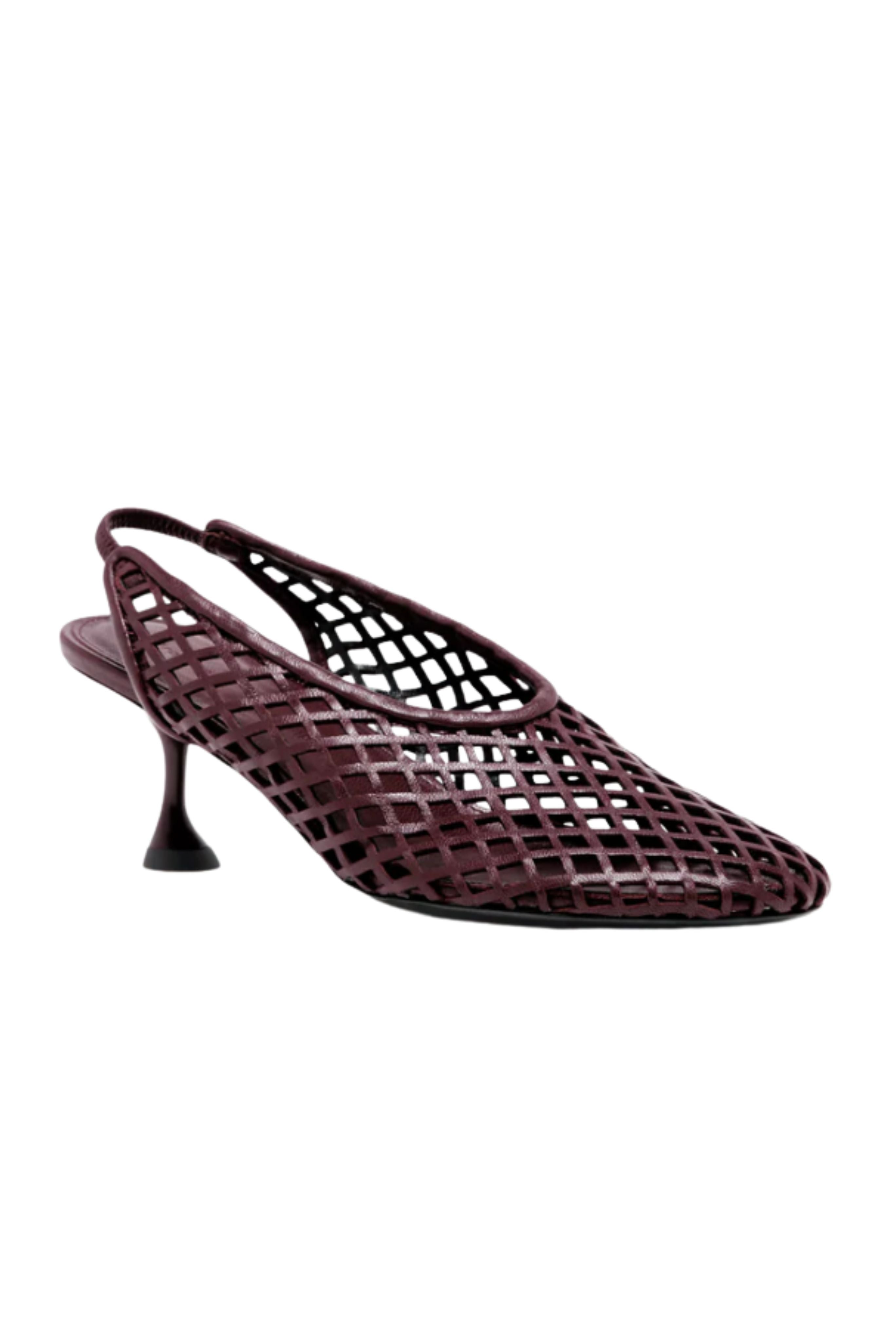 Tee Perforated Slingback Pumps in Currant