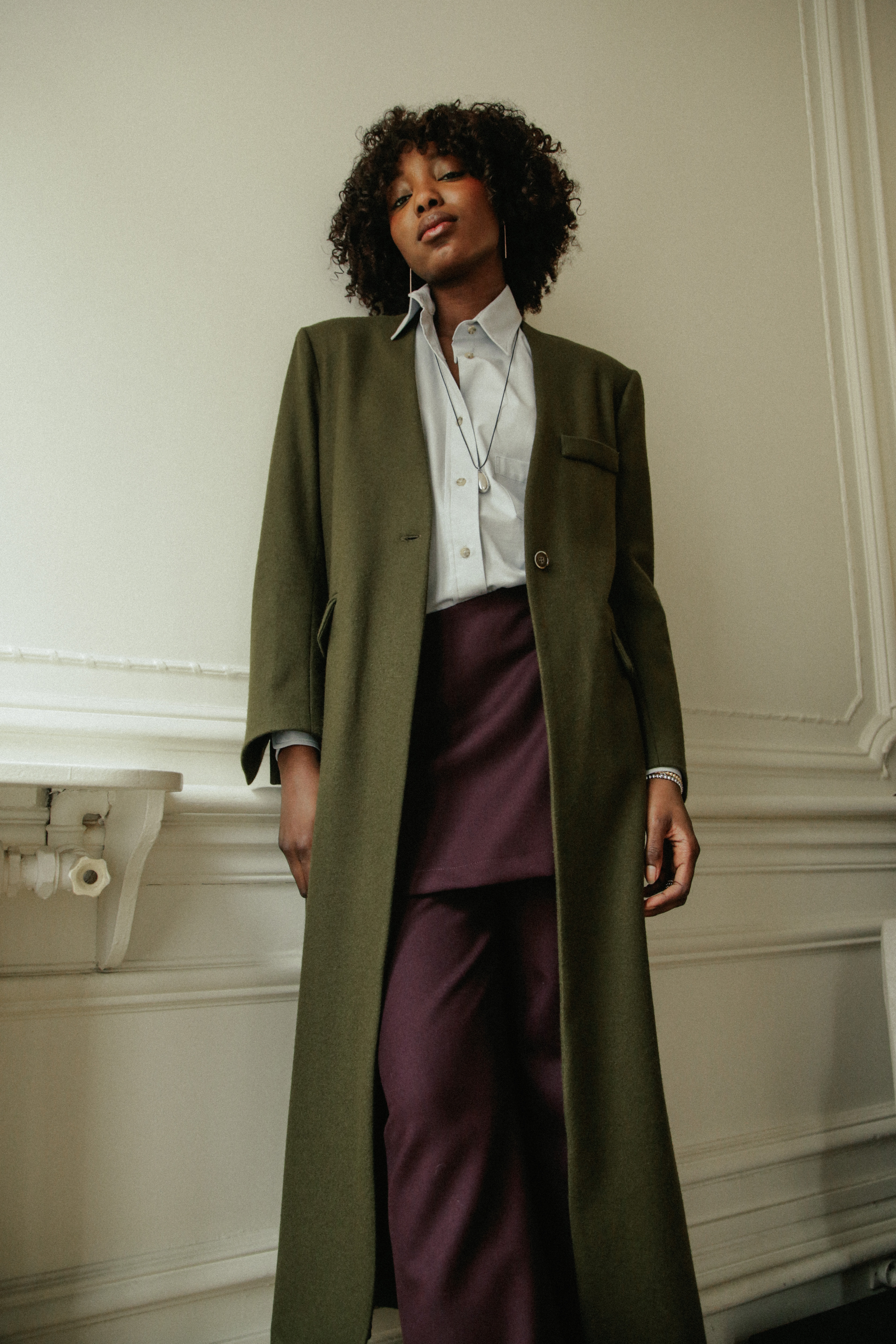 Long Collarless Coat