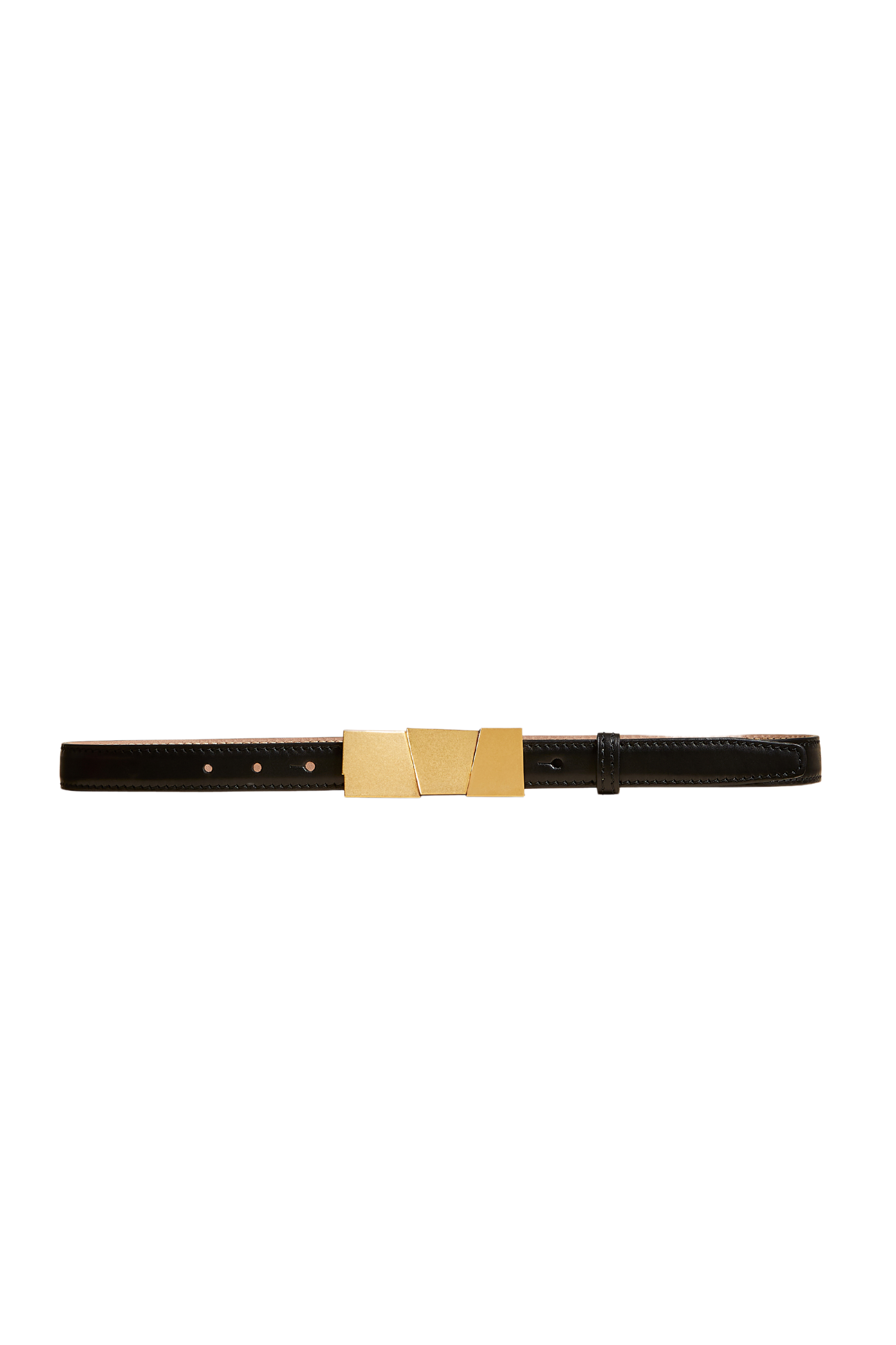 KHAITE Axel Thin Gold Leather Belt
