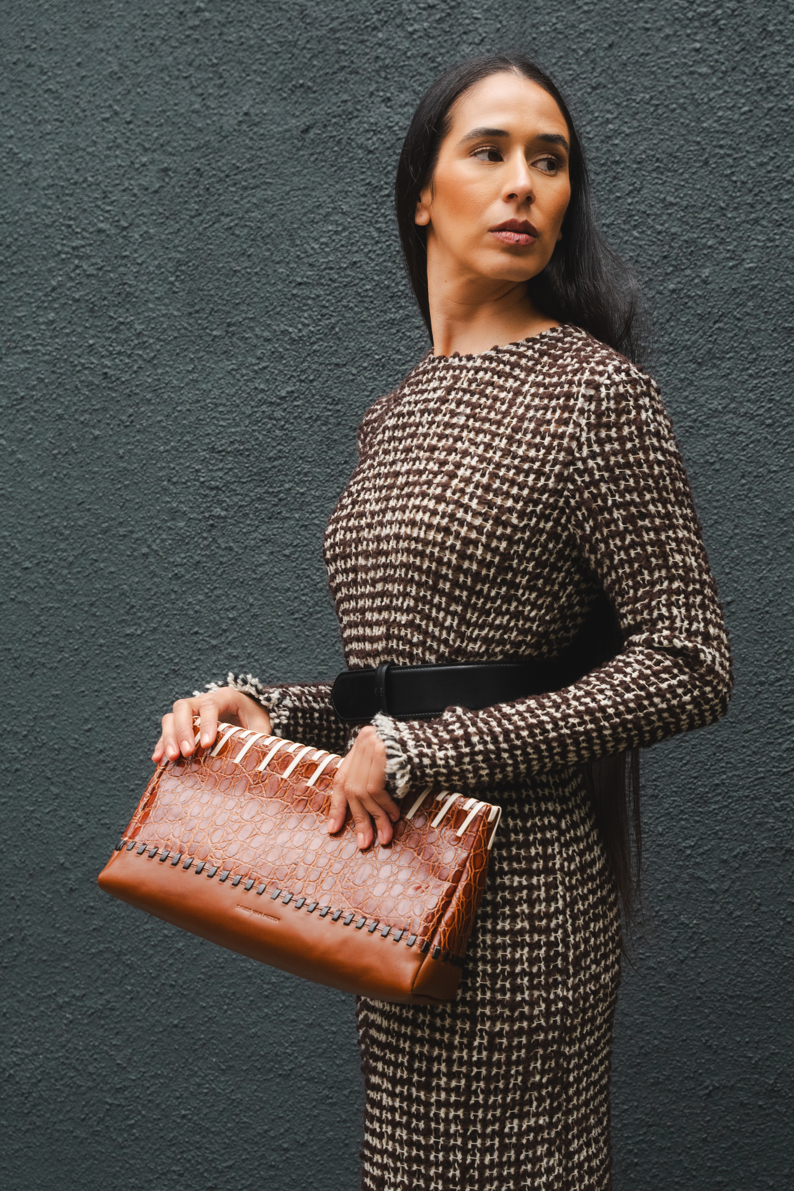 Leather Topstitch Pouch