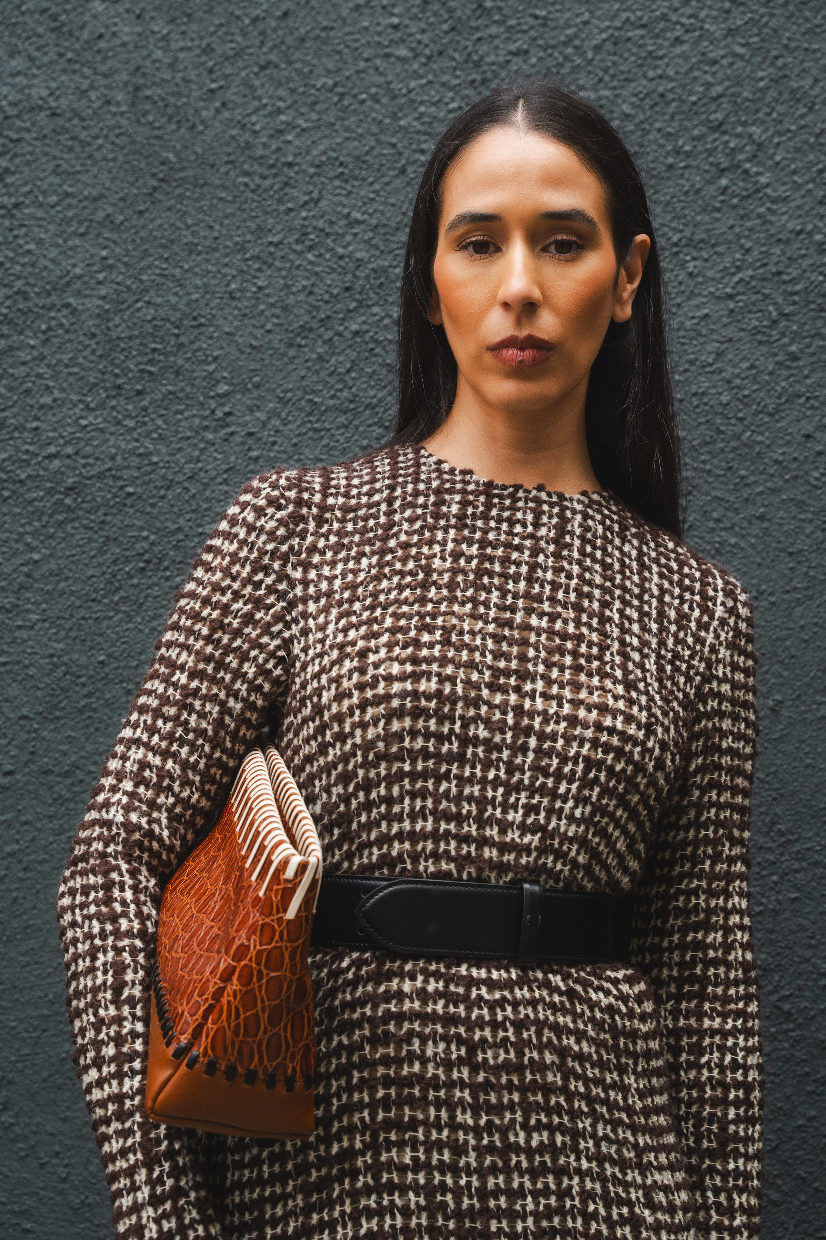 Leather Topstitch Pouch