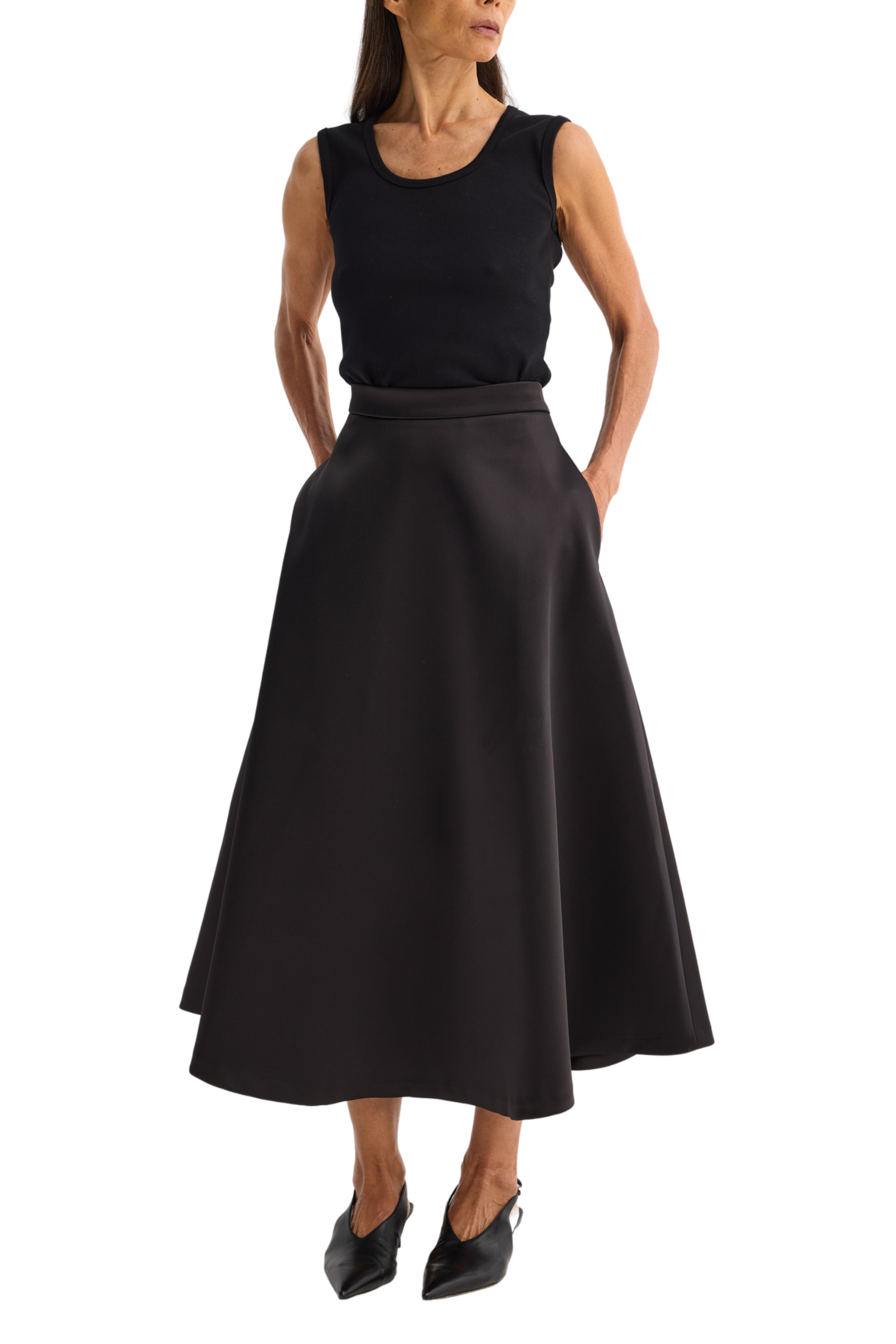 Voluminous A-Line Satin Skirt