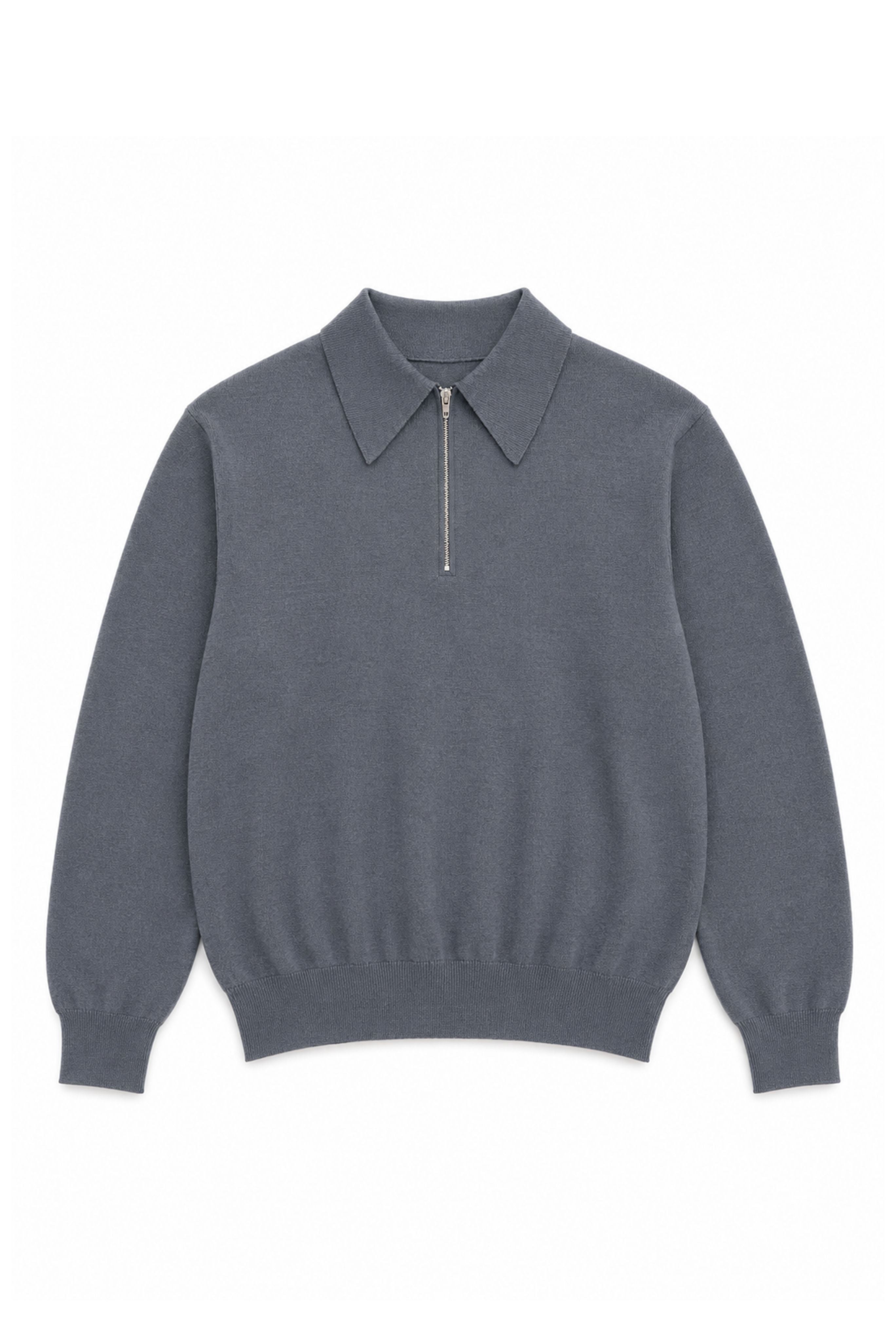 Zip Polo in Grey