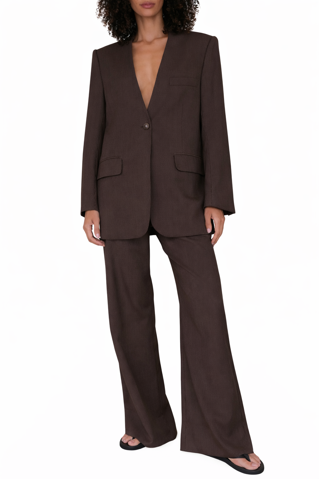 Stripe Collarless Blazer