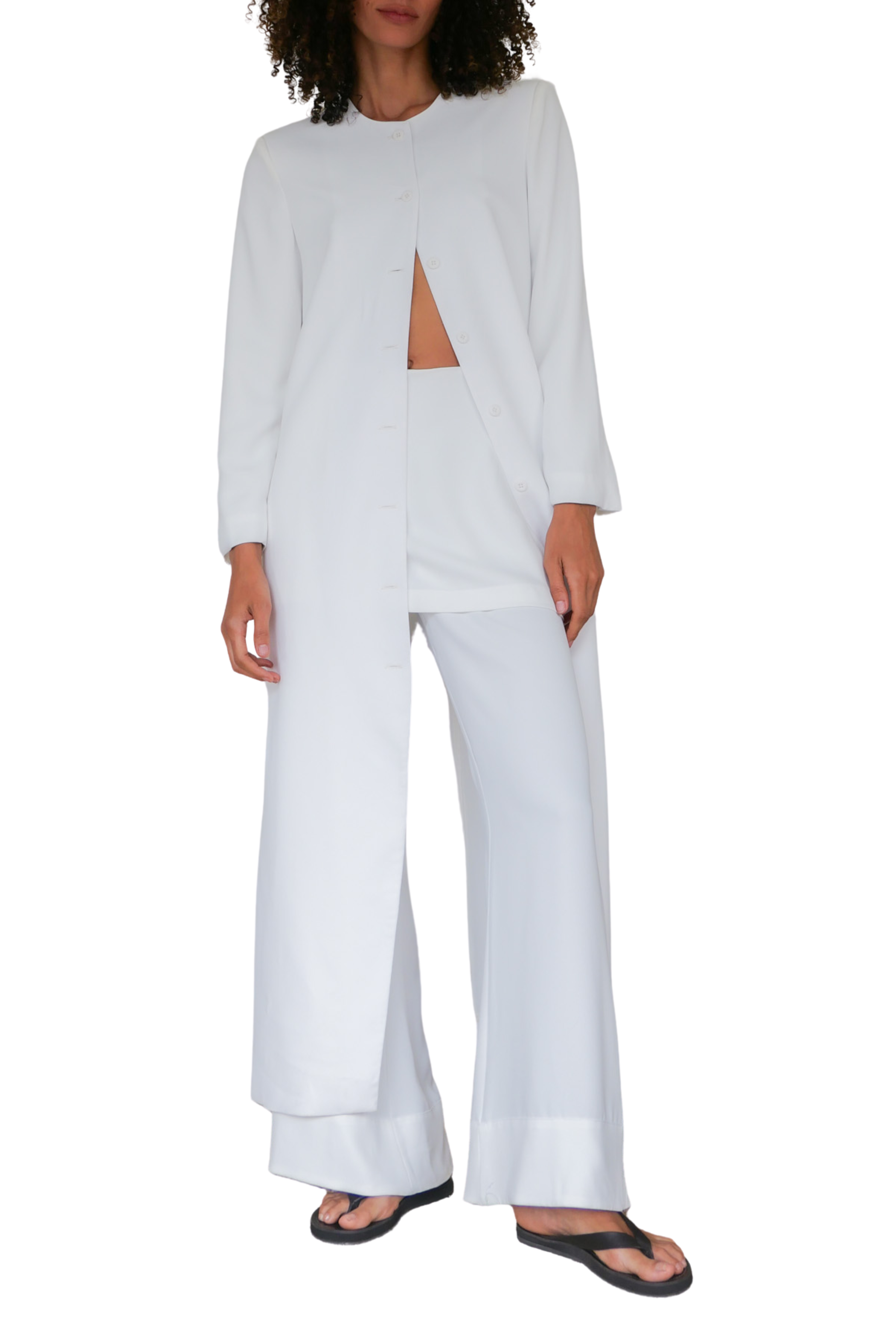 Crepe Long Cardigan Coat