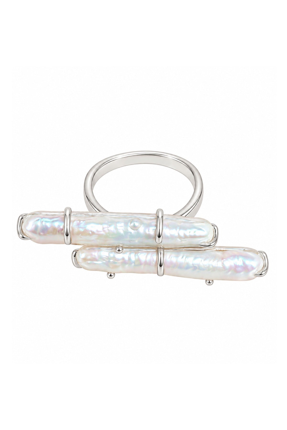 Double Biwa Stick Pearl Ring