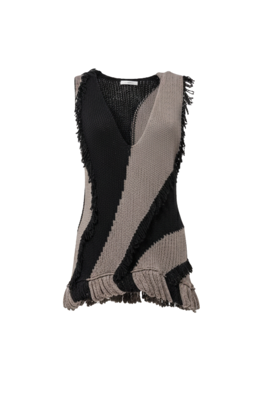 Exclusive Roaring Fringe Knit Top in Black