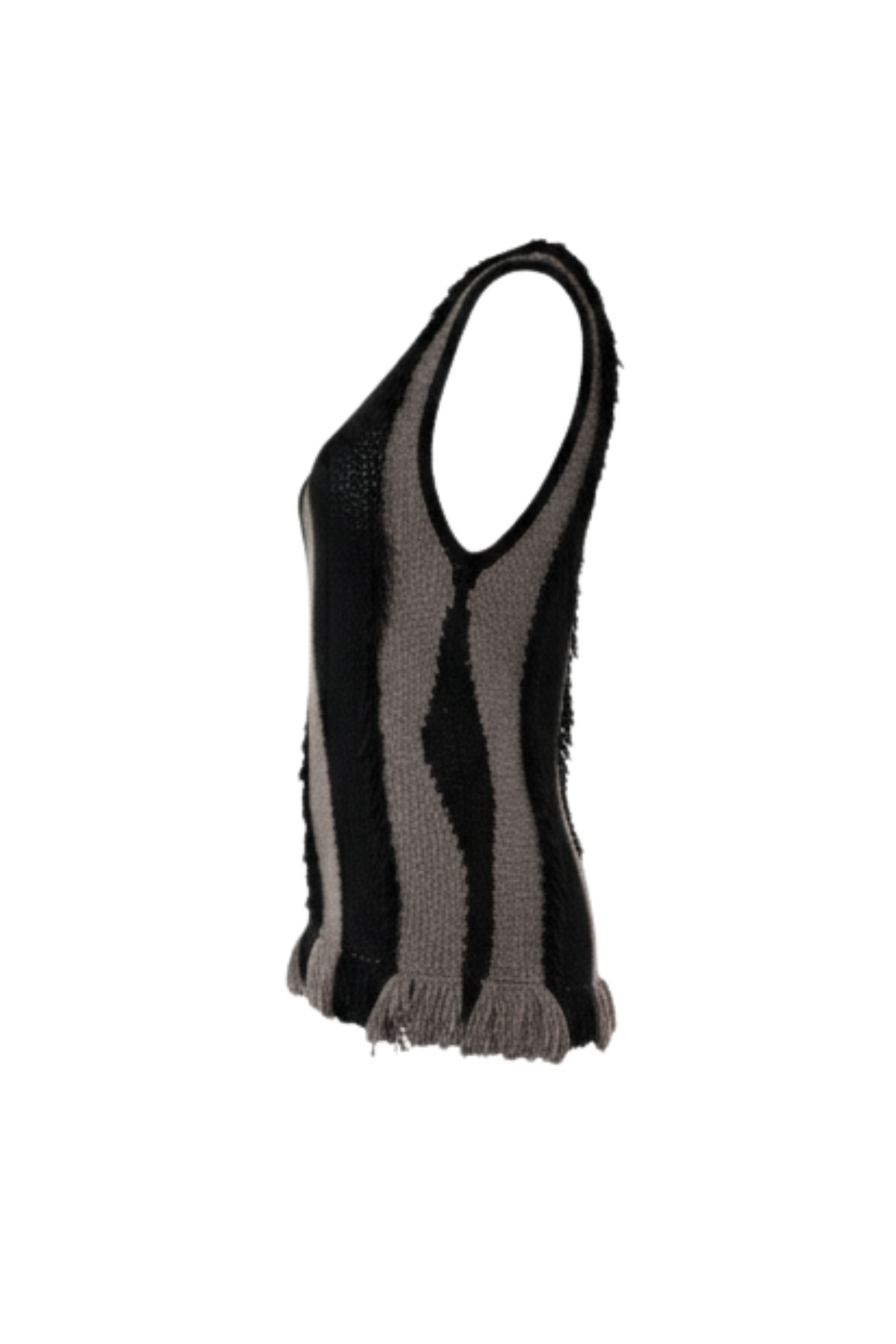 Exclusive Roaring Fringe Knit Top in Black