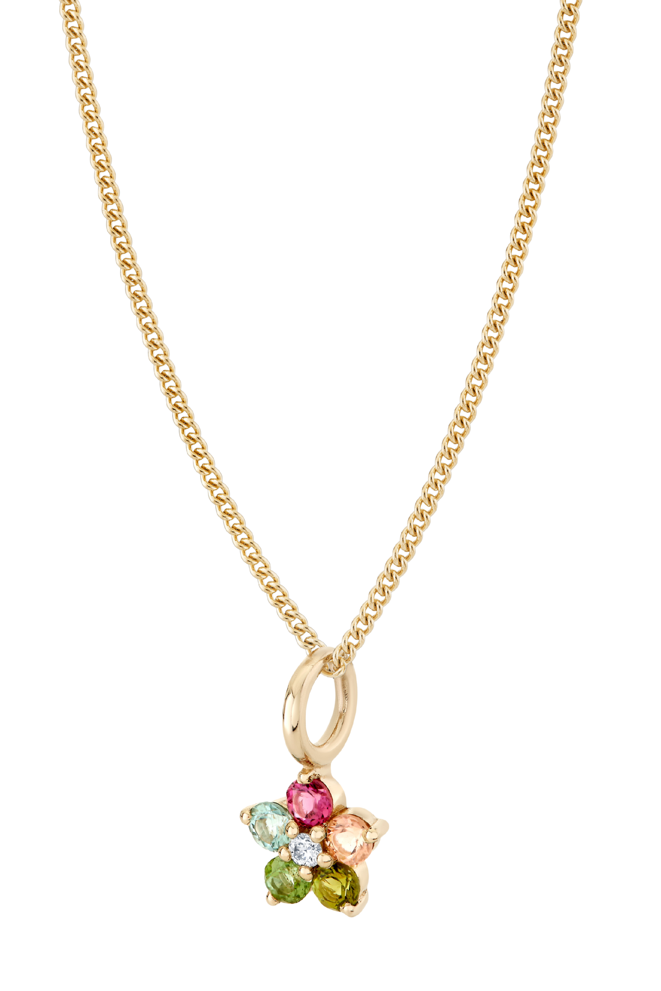 Tourmaline and Diamond Aurora Charm Necklace