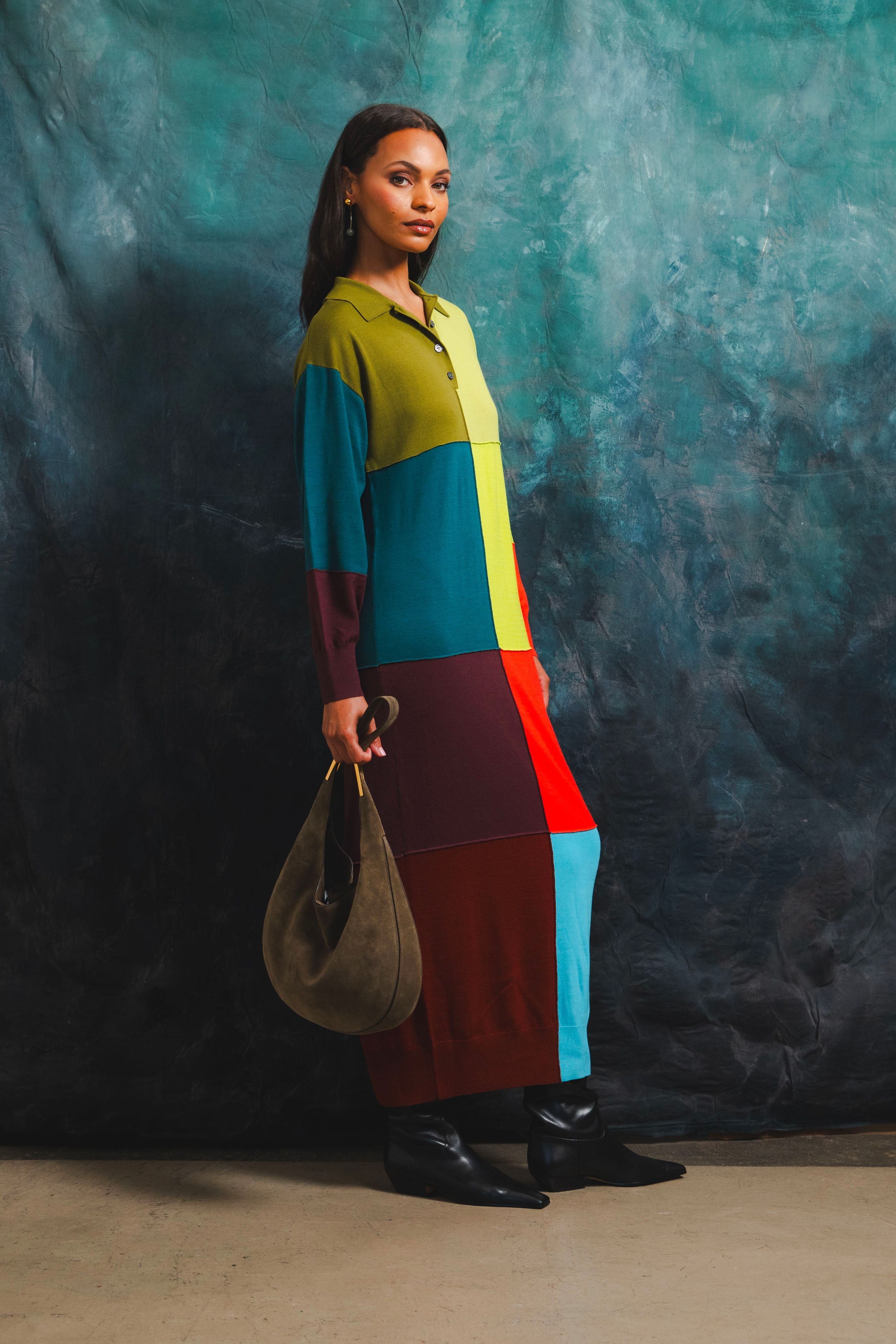Relaxed Patchwork Polo Sack Dress