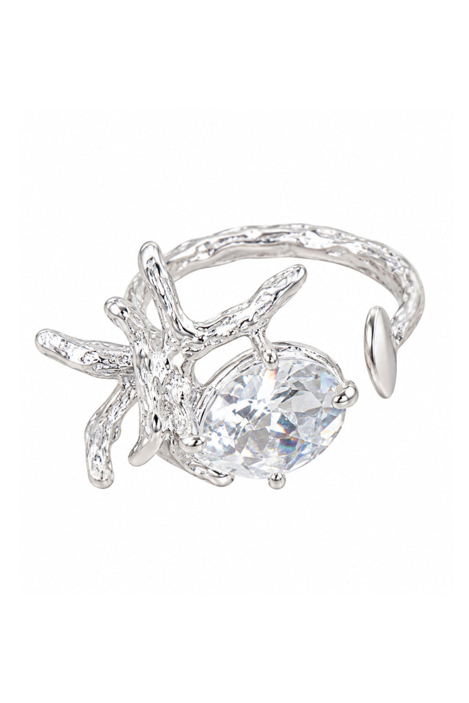 Exclusive - Coral Ring With Quartz Accent