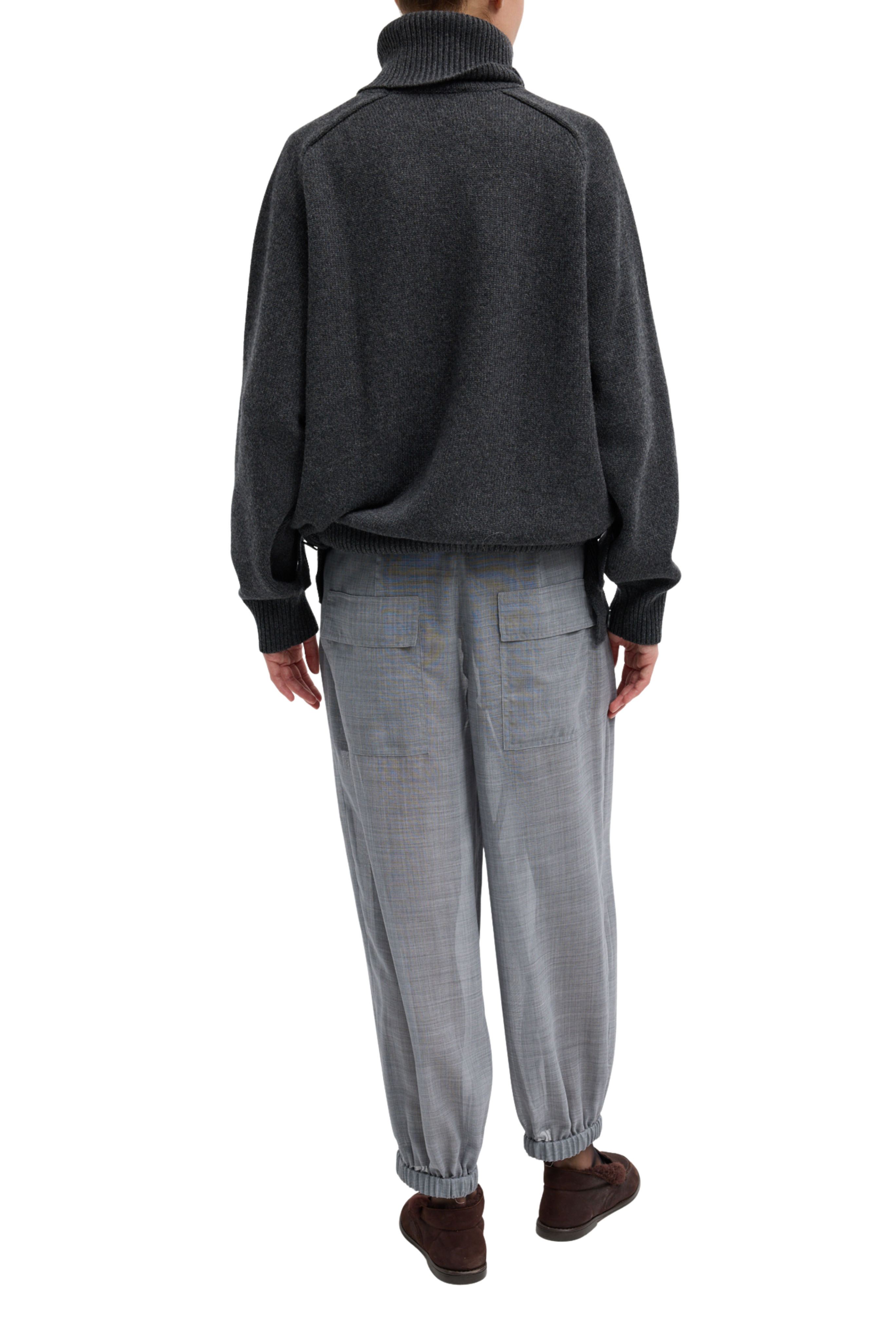 Sheer Wool Gauze Pleated Long Balloon Pant