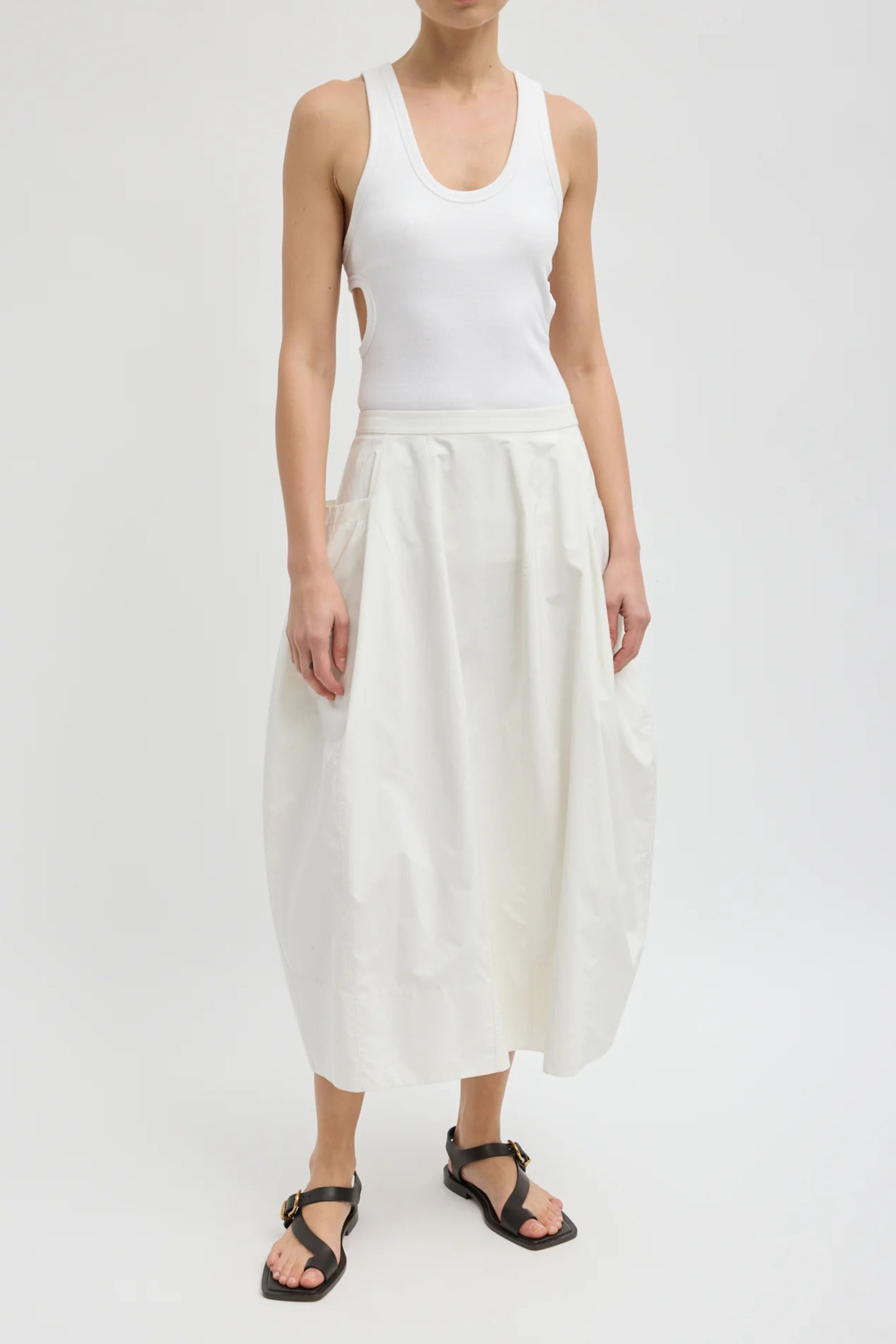 Nylon Lantern Skirt in White