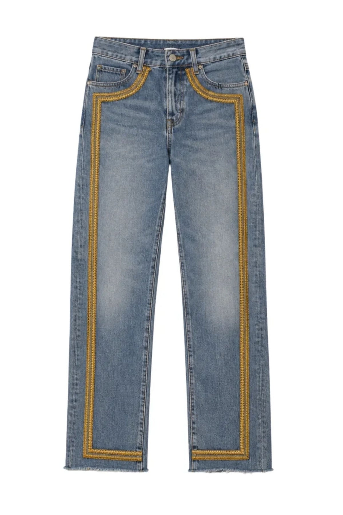 Reconstituted Denim And Bullion Jeans