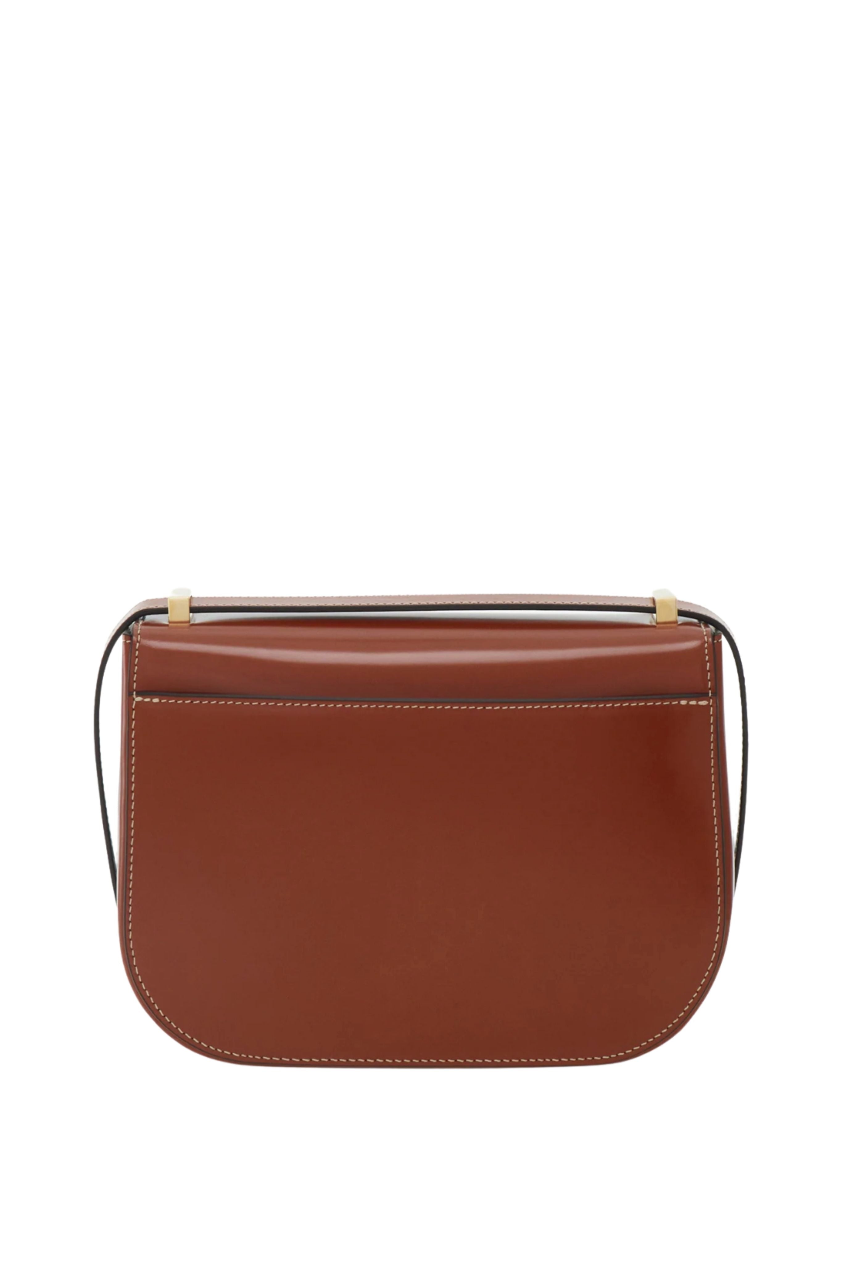 Double Gancio Smooth Shoulder Bag in Dark Cognac
