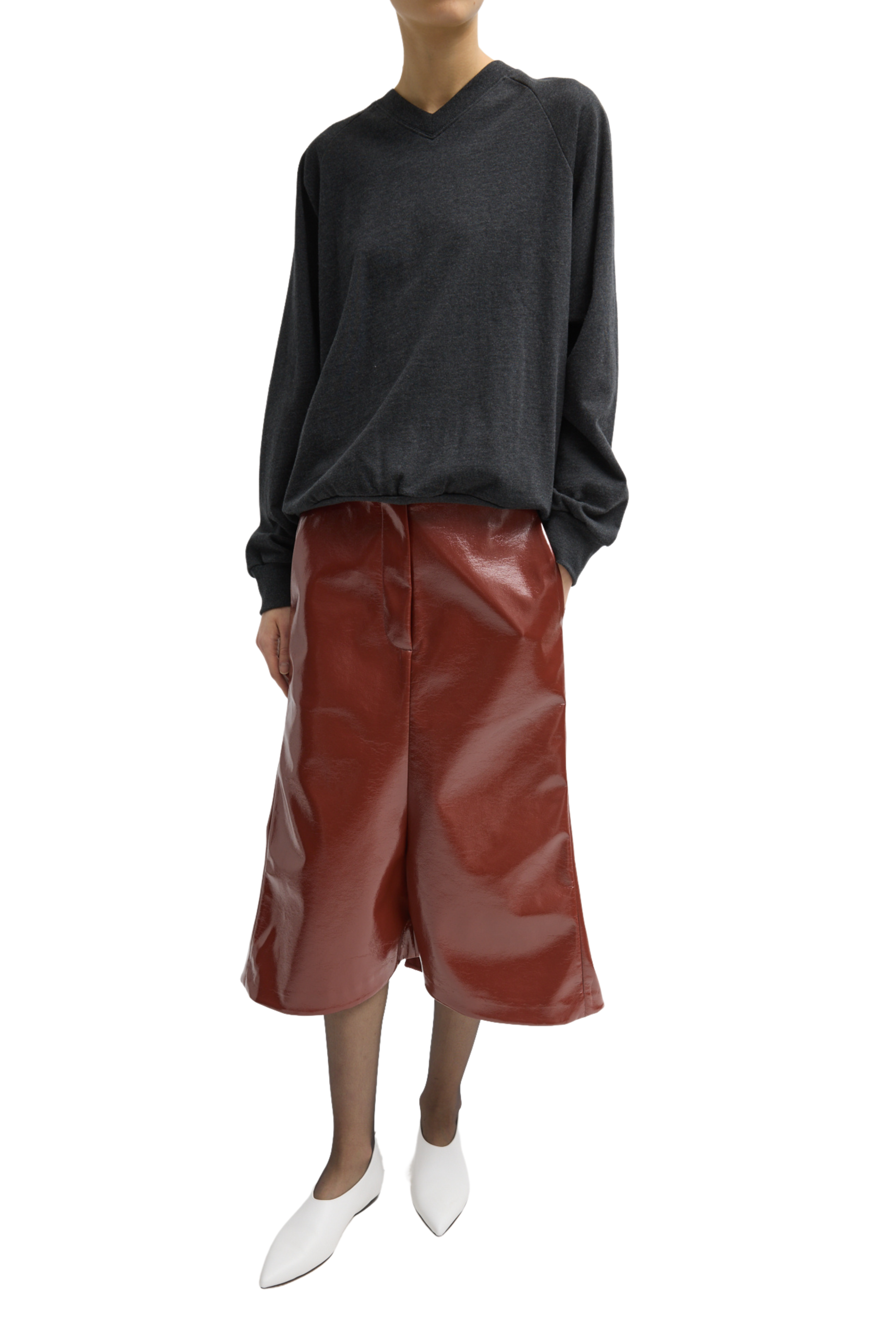 Faux Patent Leather Sculpted Silke Skirt