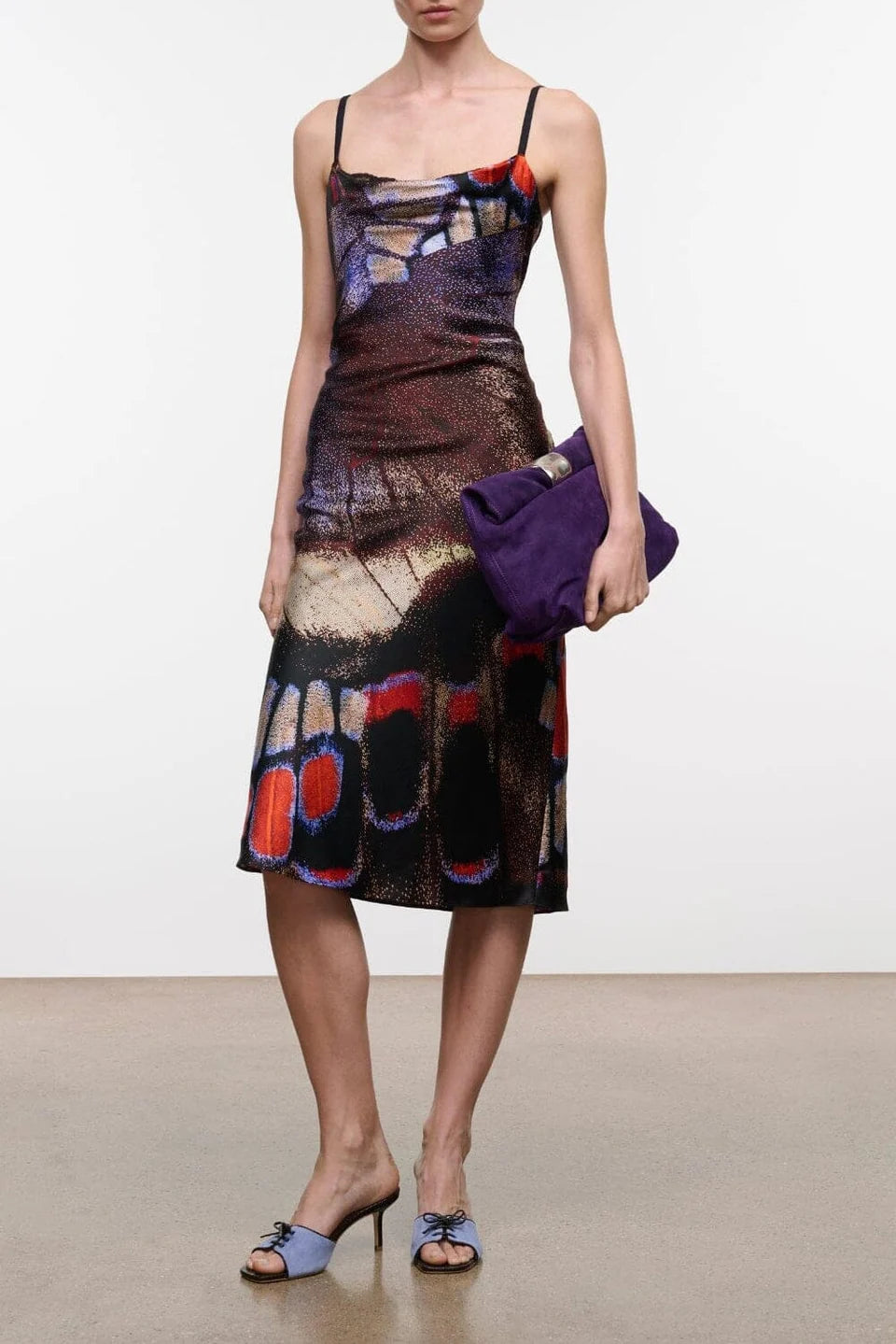 Evangeline Silk Midi Dress - Butterfly Fuchsia