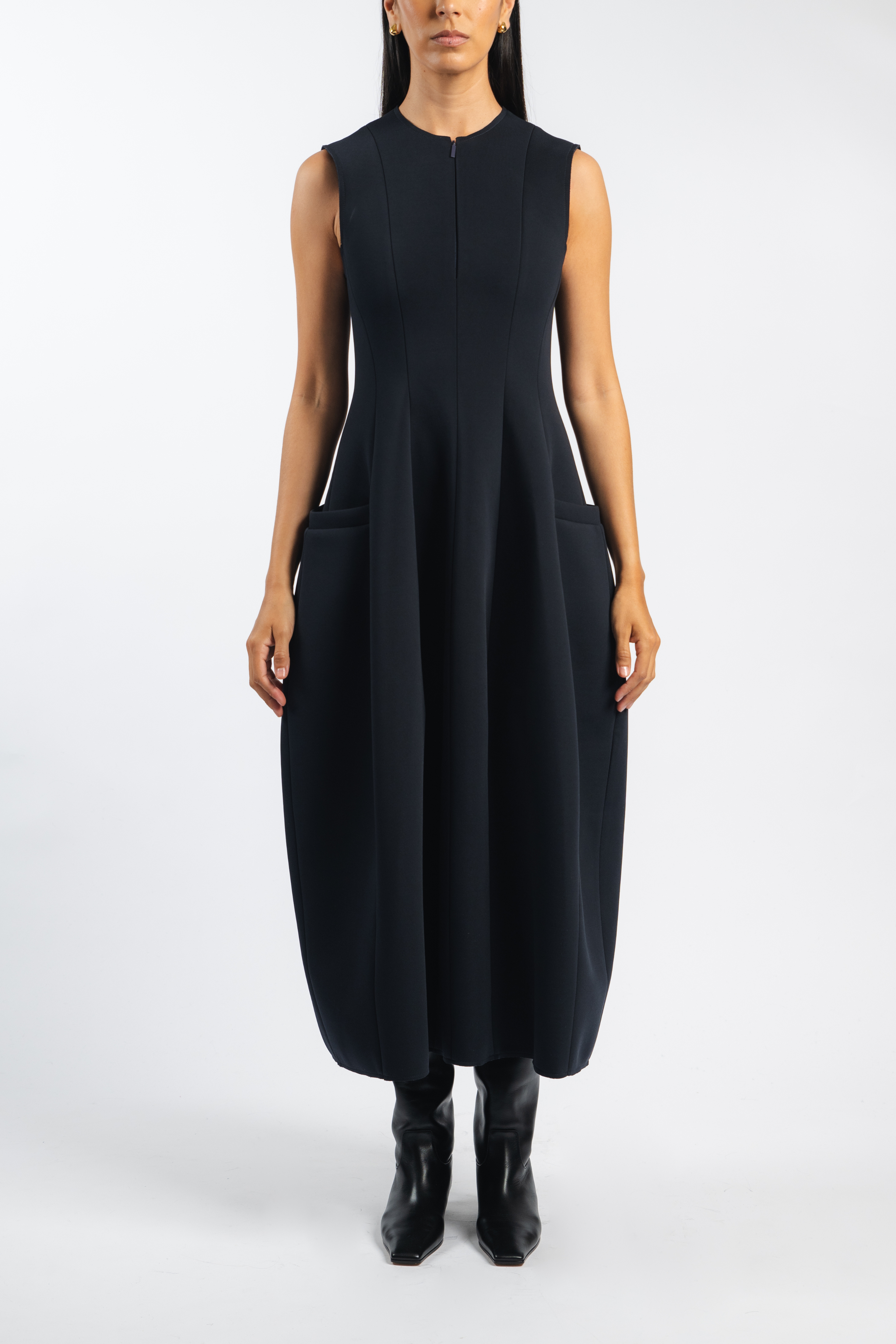 Bonded Twill Sleeveless Sculpted Dress
