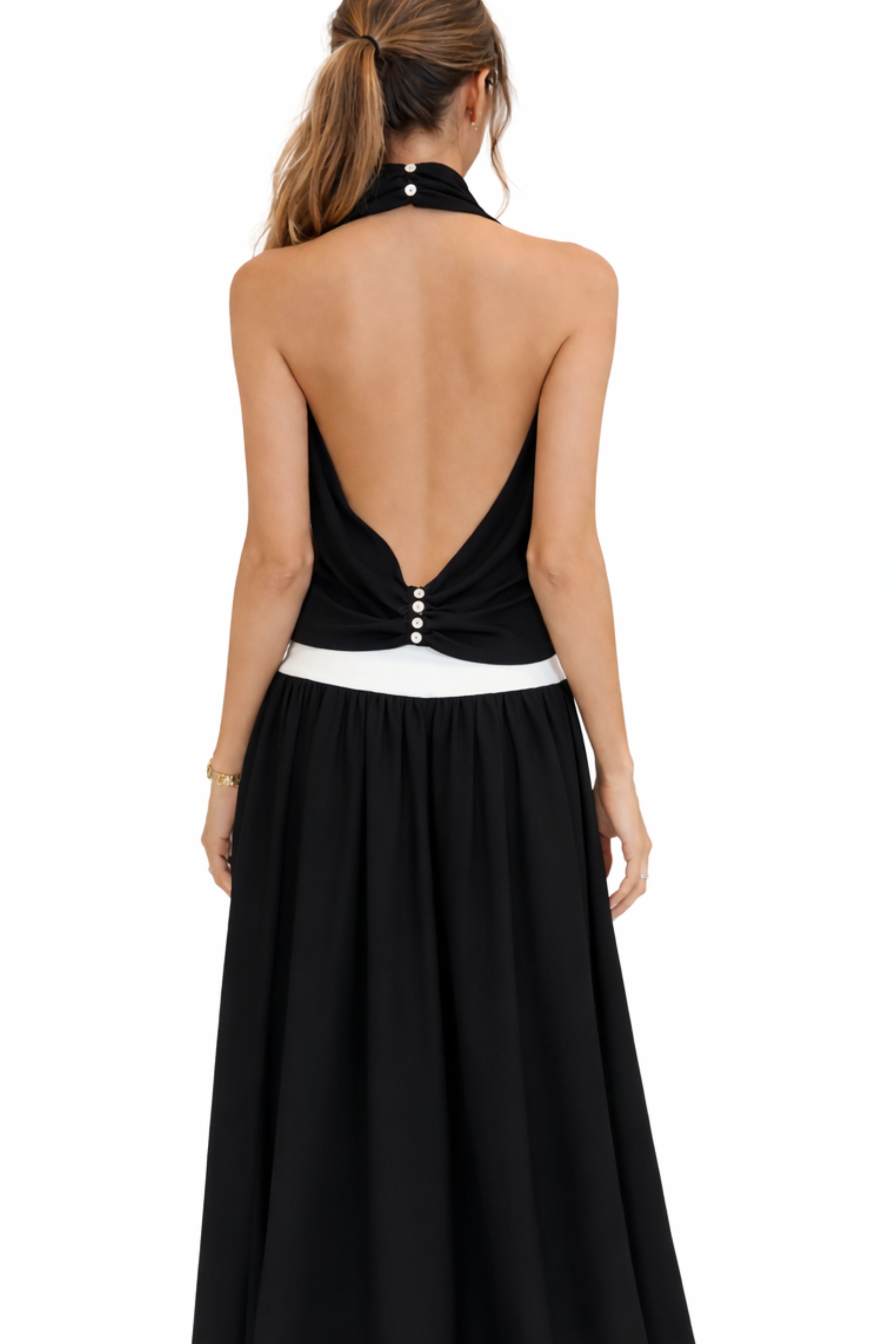 Crepe Scarf Top in Black