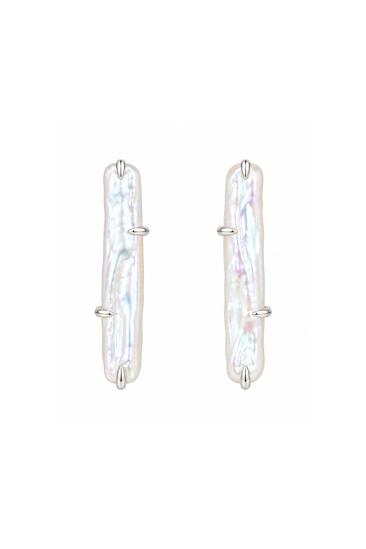 Single Biwa Stick Pearl Earring On Post