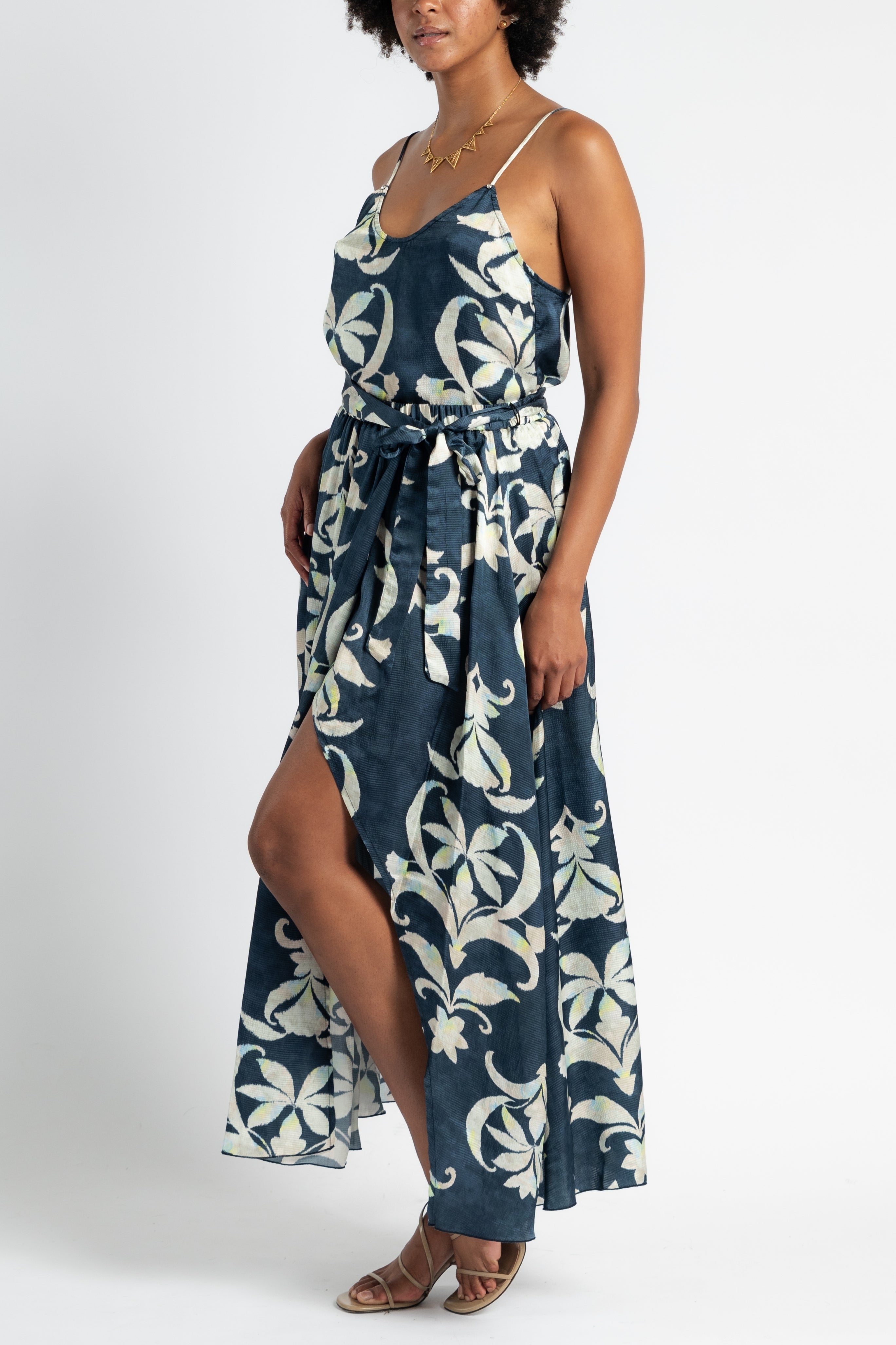 Secret Lily Print Viscose Satin Top