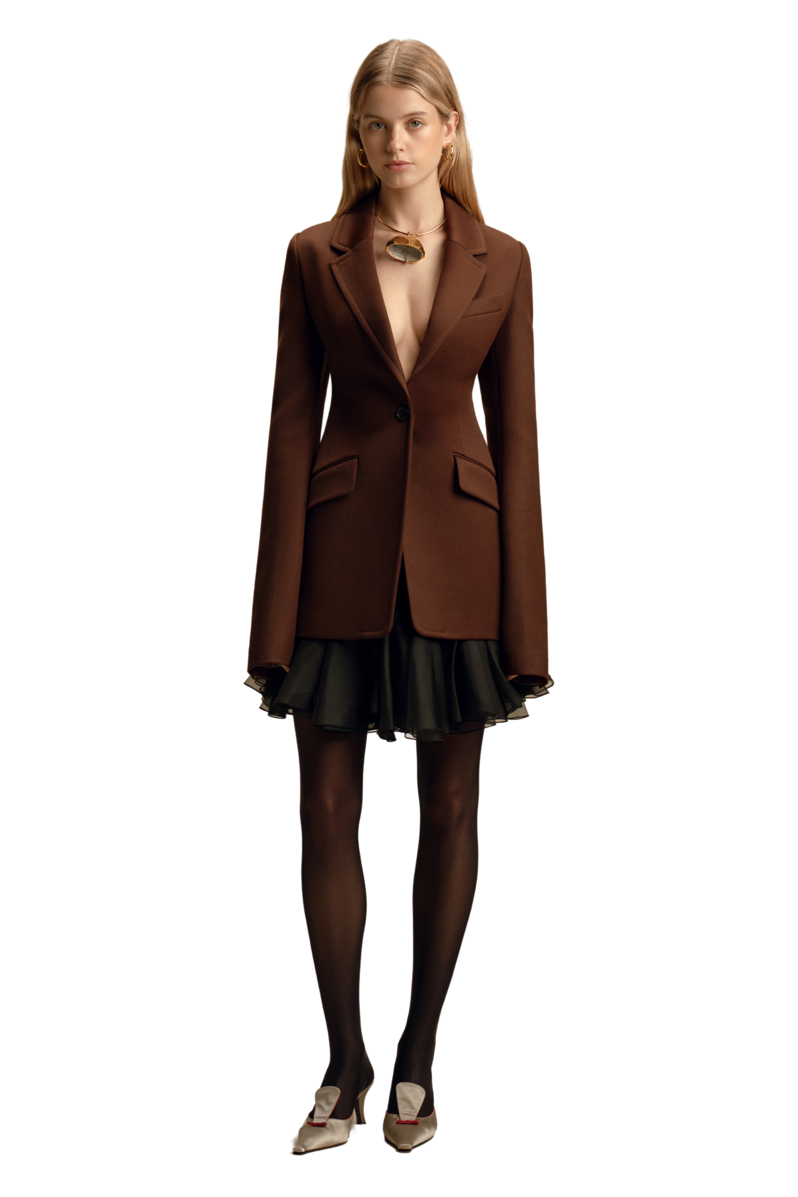 MARINA MOSCONE Mahogany Basque Blazer