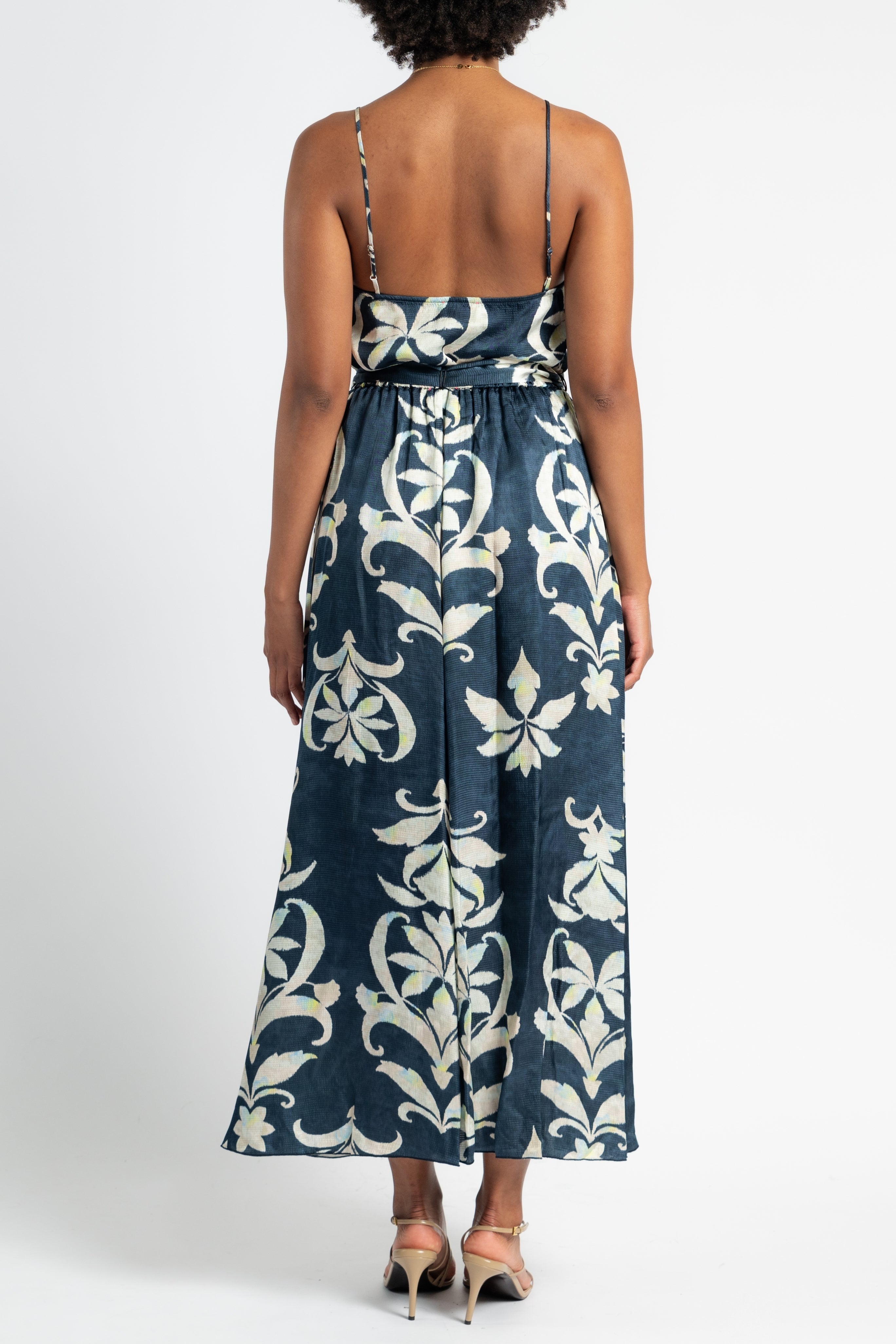 Secret Lily Print Viscose Satin Top