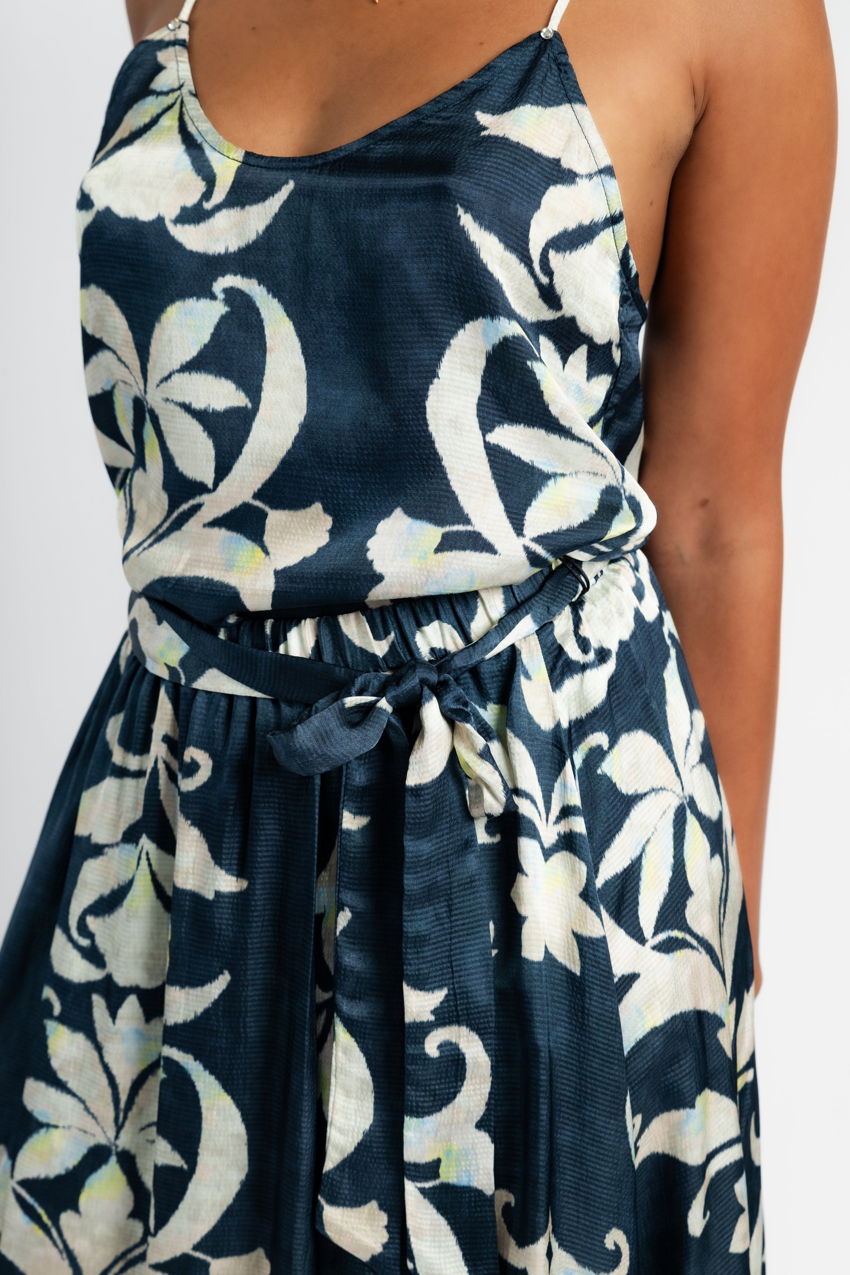 Secret Lily Print Viscose Satin Top