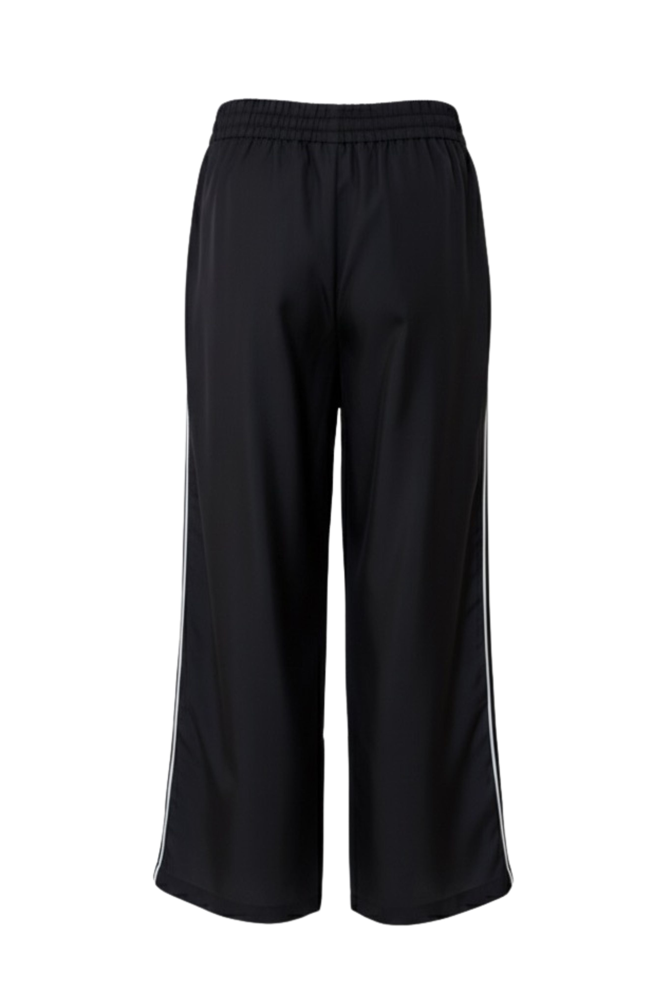 Wide Leg Trousers With Piping Detail in Black