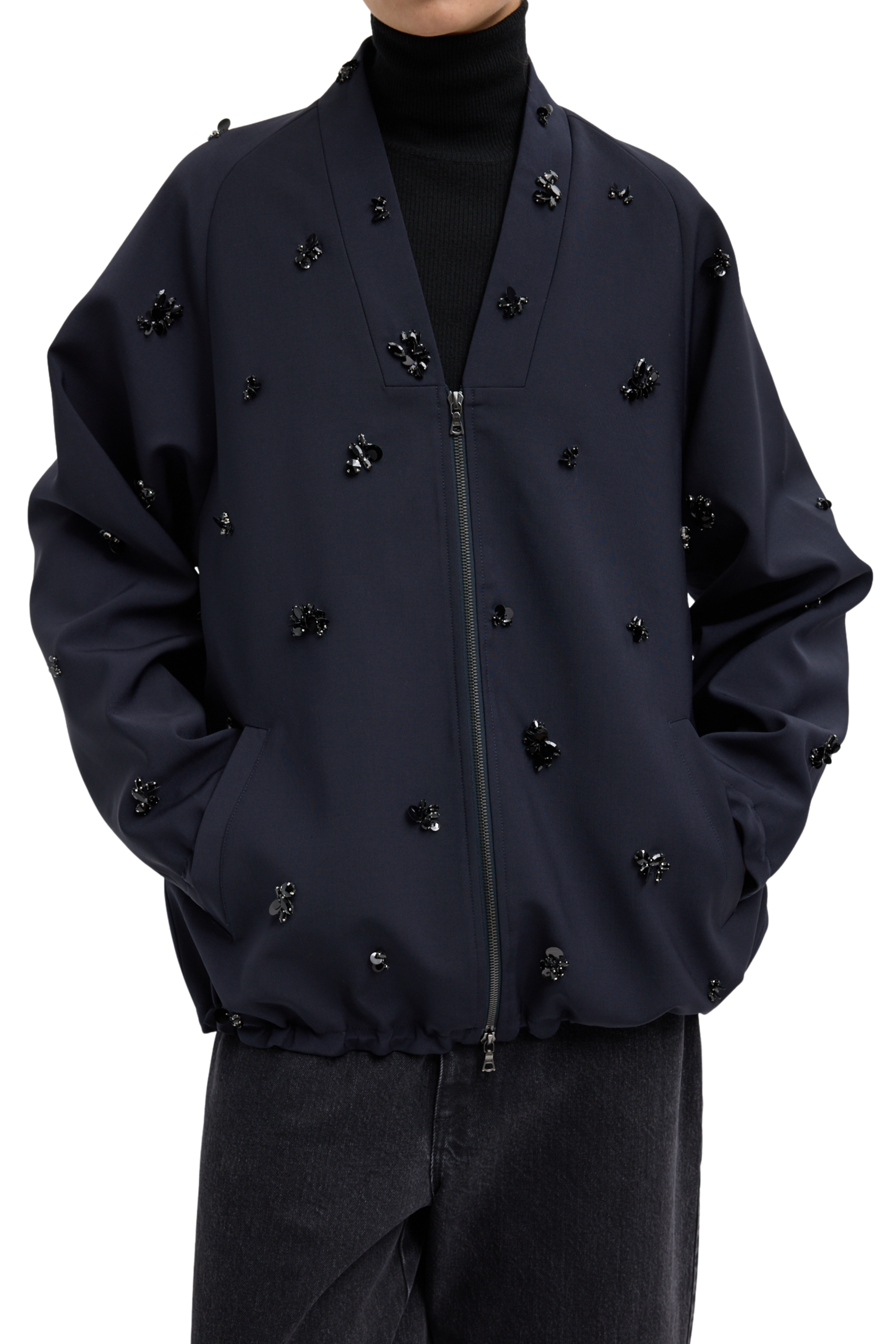 Tropical Wool Beaded Bomber