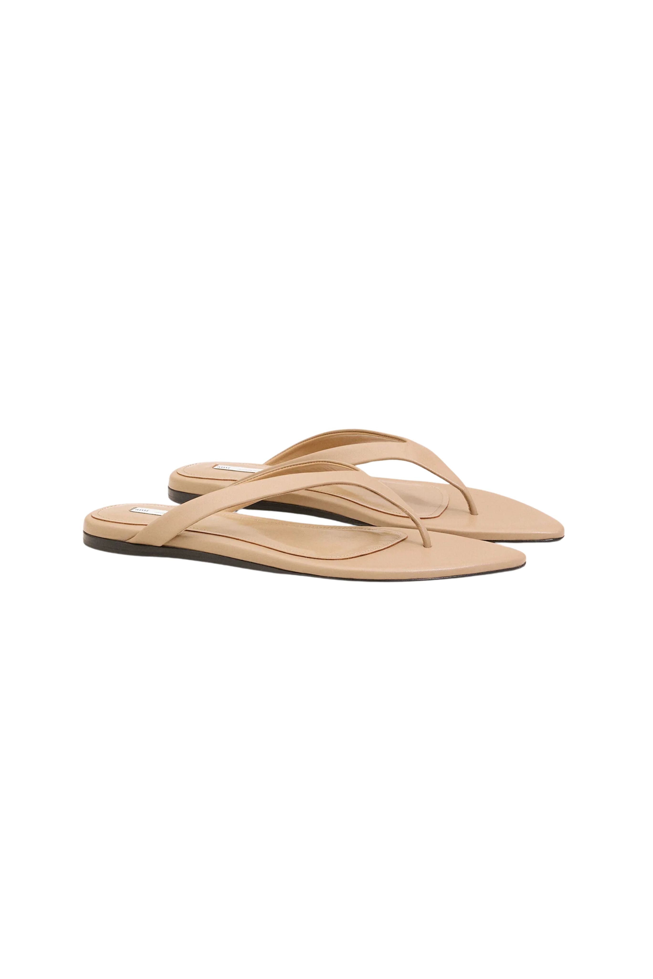 Pointed Toe Flip Flops - Beige