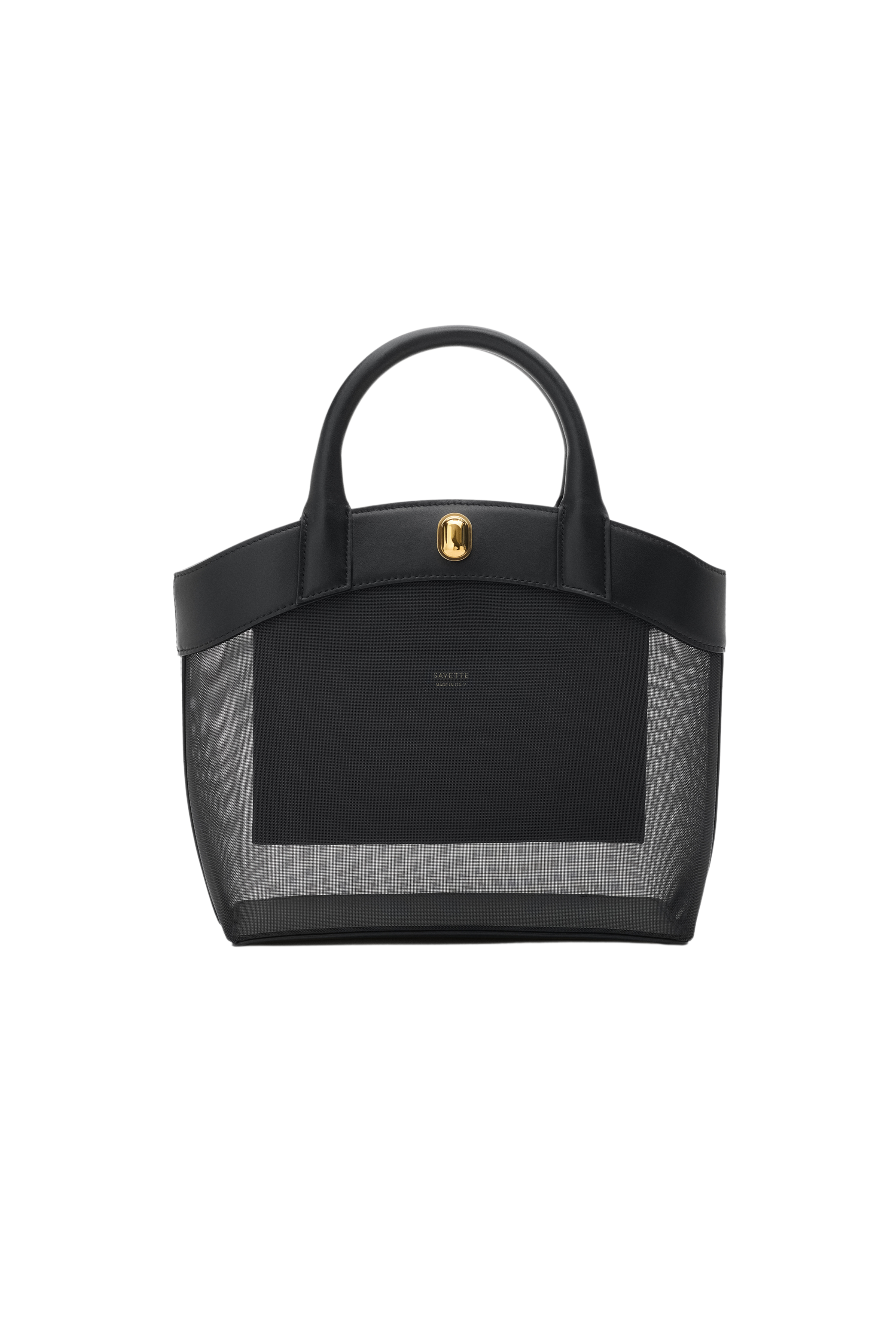 Small Tondo Tote In Mesh With Smooth Leather Trim