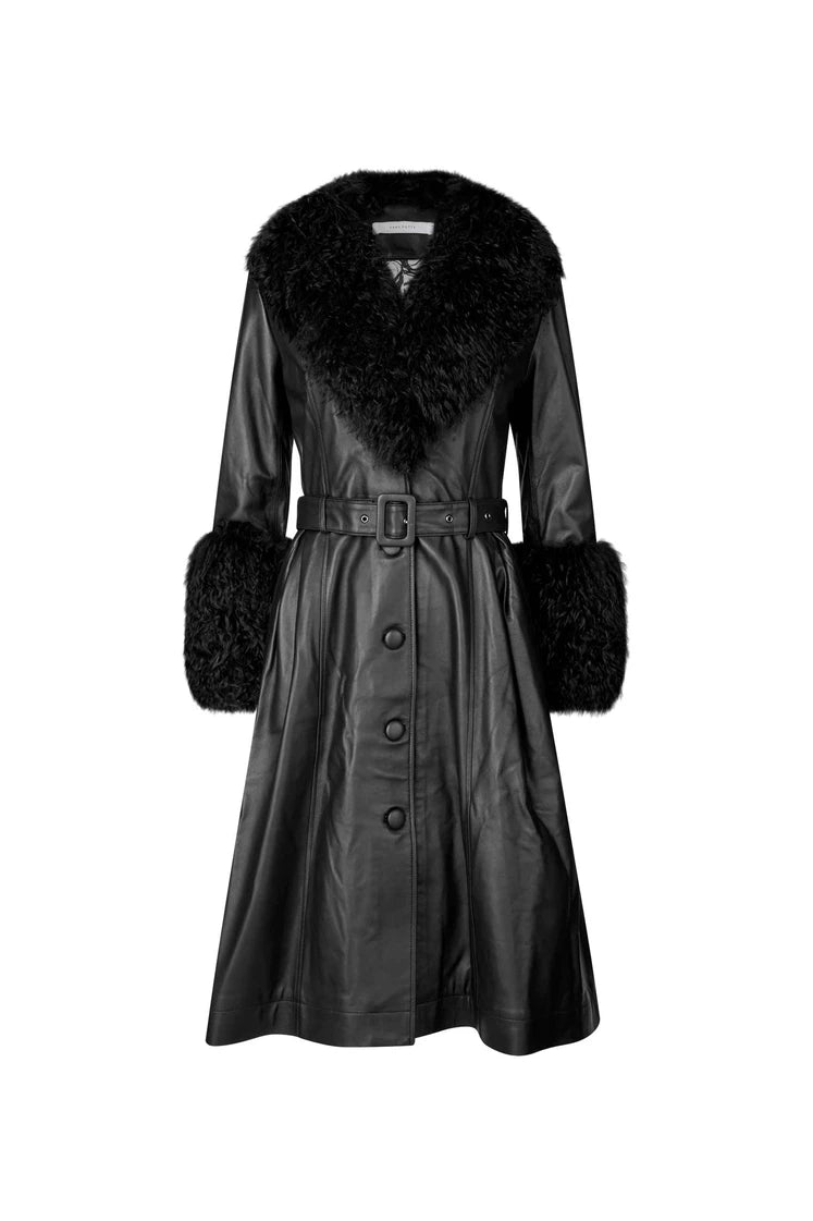 Foxy Sherling Coat in Black