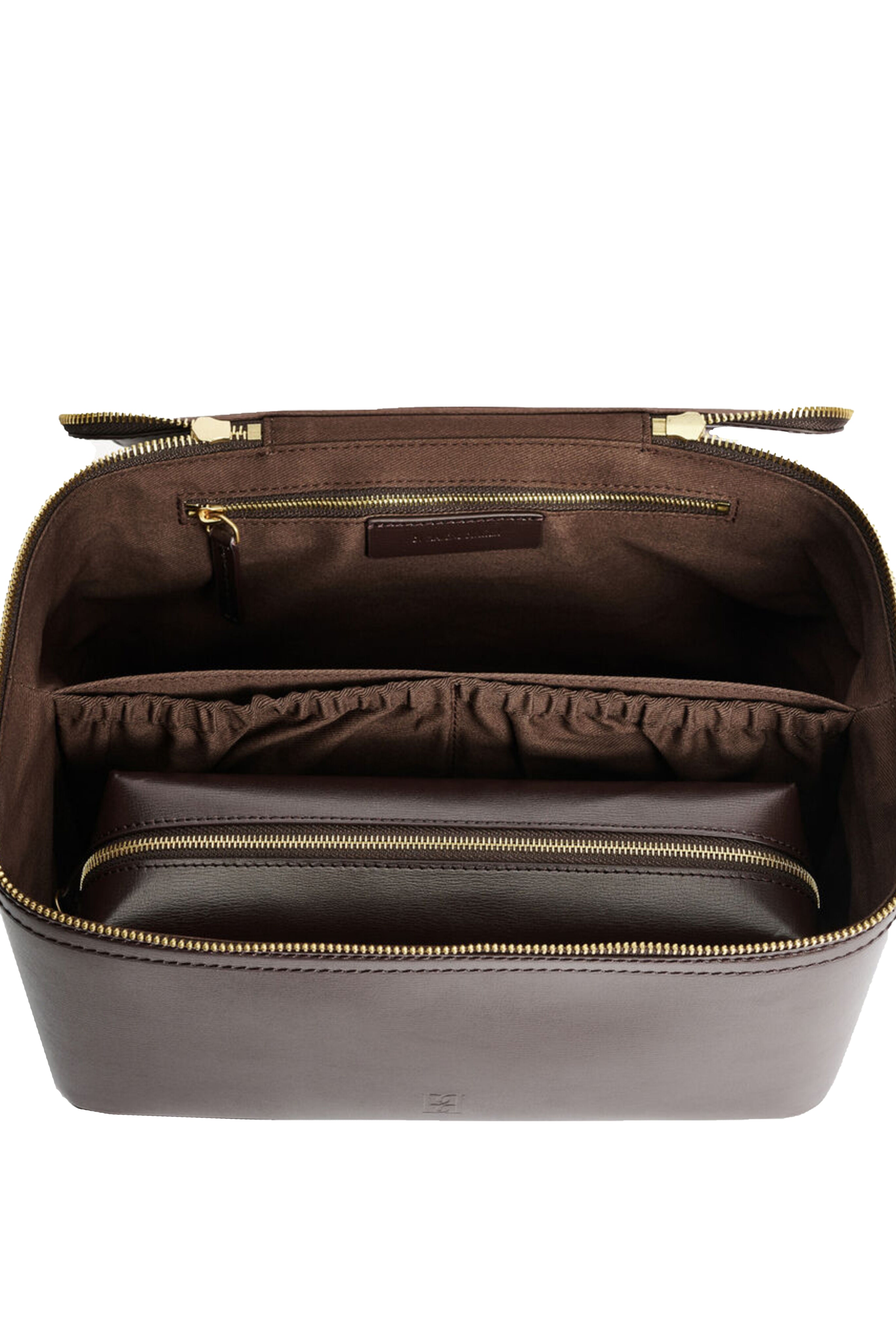 BY MALENE BIRGER Aya Brown Leather Beauty Travel Case