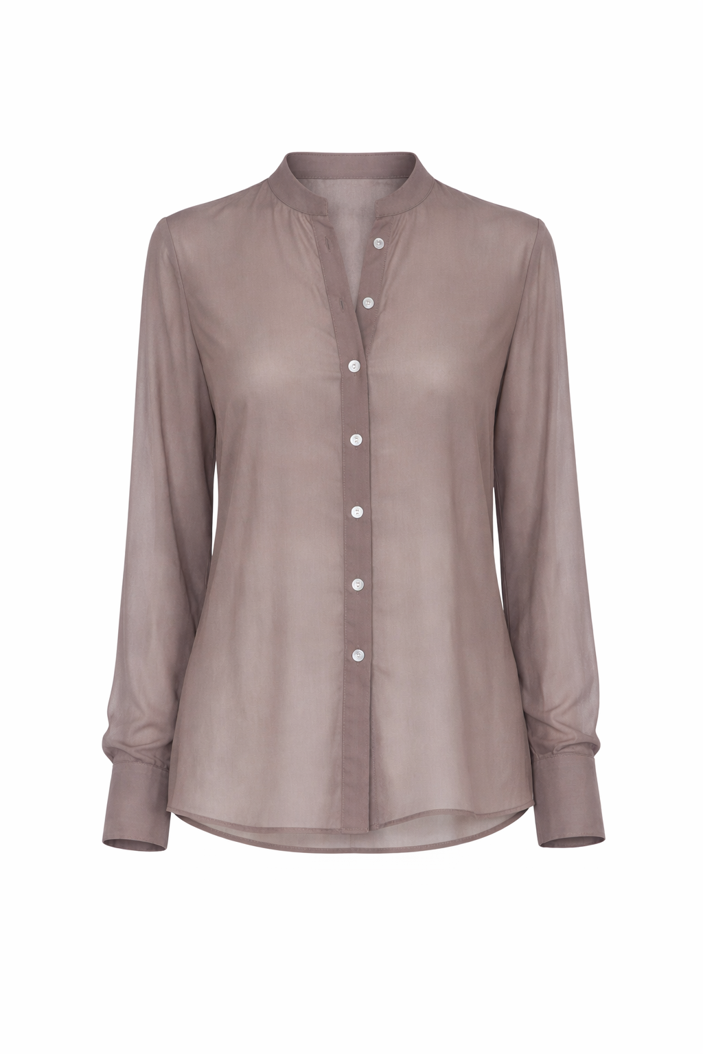 Georgette Collarless Button Down