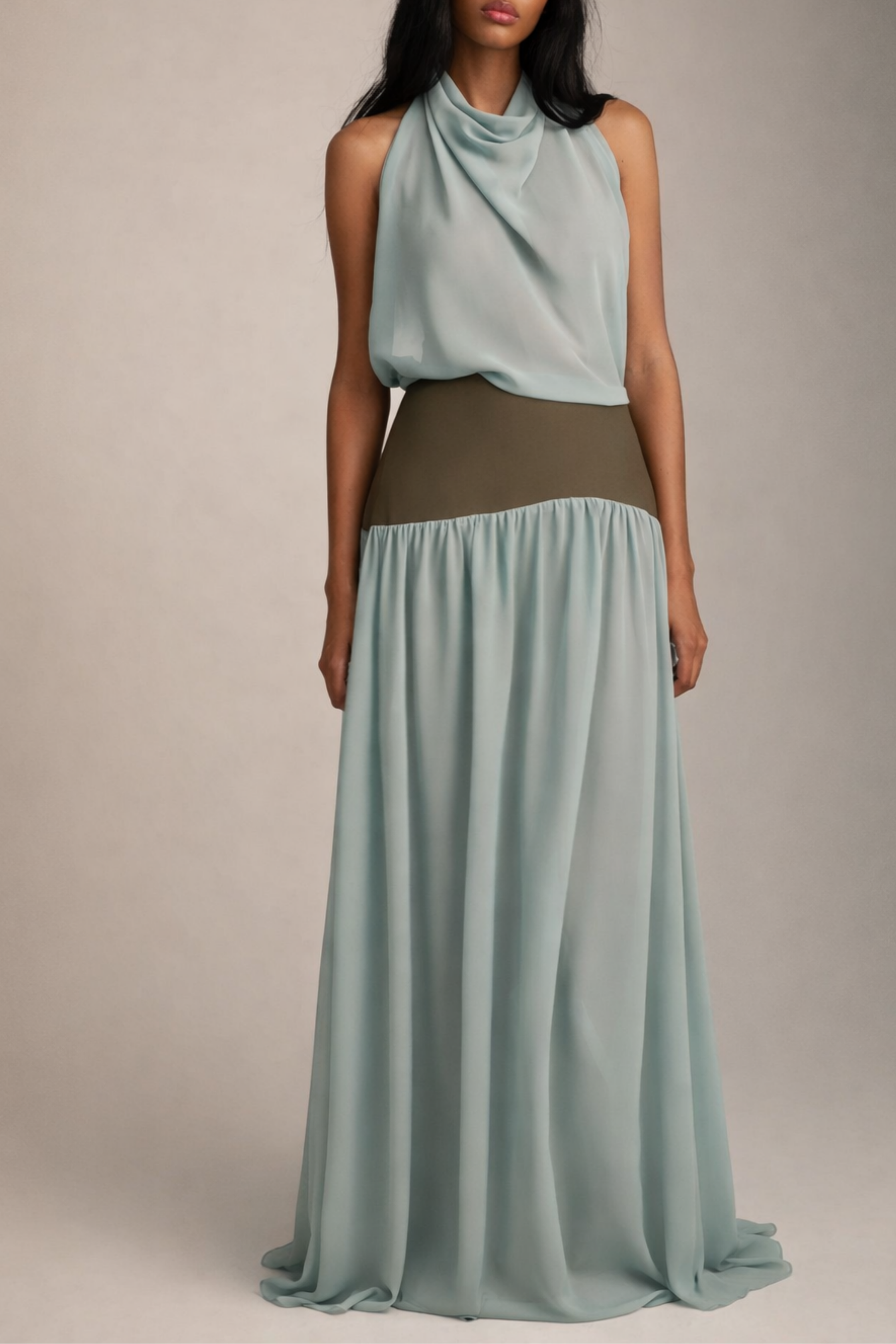 Crepe Long Wave Skirt