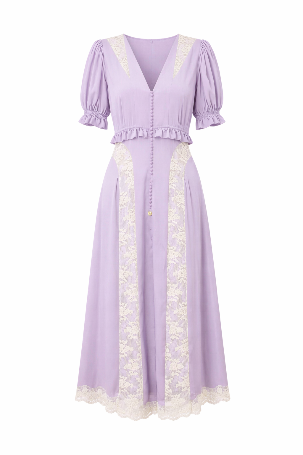 Ethel Puff Midi Dresss in Lilac
